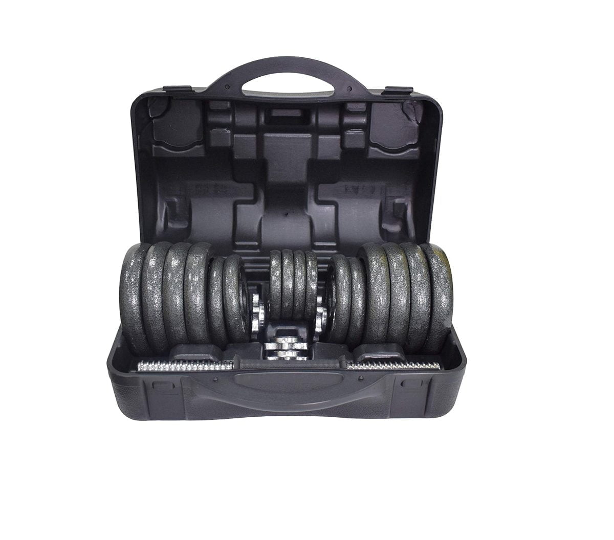 81Ogqeugkbl. Ac Sl1500 The Fitness 30 Kg Cast Iron Dumbbell Set Is Designed For Home Toning And Strength Workout Usage. The Traditional 1″ Standard Cast Plate Design Is Easy To Pick Up And Load Onto The Bars With The Quality Spinlock Collars Ensuring A Safe And Secure Fit On The Bar, Along With Quick Plate Changes. The Knurled Black Dumbbell Sleeves Ensures A Great Grip Whilst Working Out. The Dumbbell Set Can Be Used For A Wide Range Of Exercises To Help Pump Your Muscles And Tone Your Arms. Dumbbell Set 30 Kg With Case