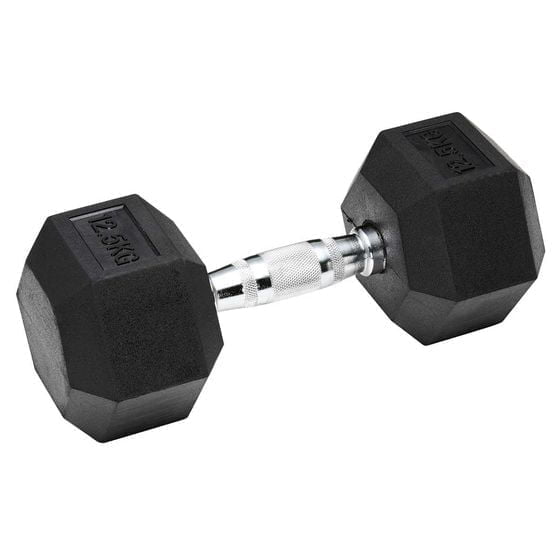 12.5KG Hex Dumbbell Rubber Home Training Gym Weight FREE POSTAGE 