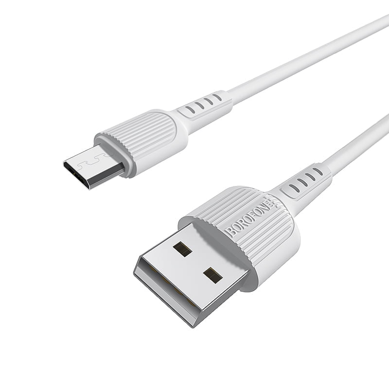 Bx16 Easy Charging Cable For Micro 4 Charging Cable For Micro Usb Brand: Borofone Color: White Material: High Durability Pvc Length: 1 Meter Charging Cable For Micro-Usb Vertical Stripes Design