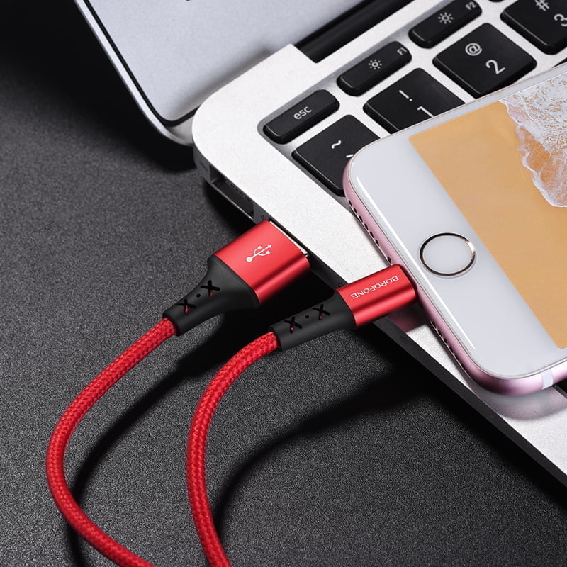 Bx20 Enjoy Charging Data Cable For Lightning 9 1 Enjoy Charging Data Cable For Apple Products (Lightning Connection) Brand: Borofone Length: 1 Meter Color: Red Charging Data Cable For Lightning Borofone Bx20 (Red)