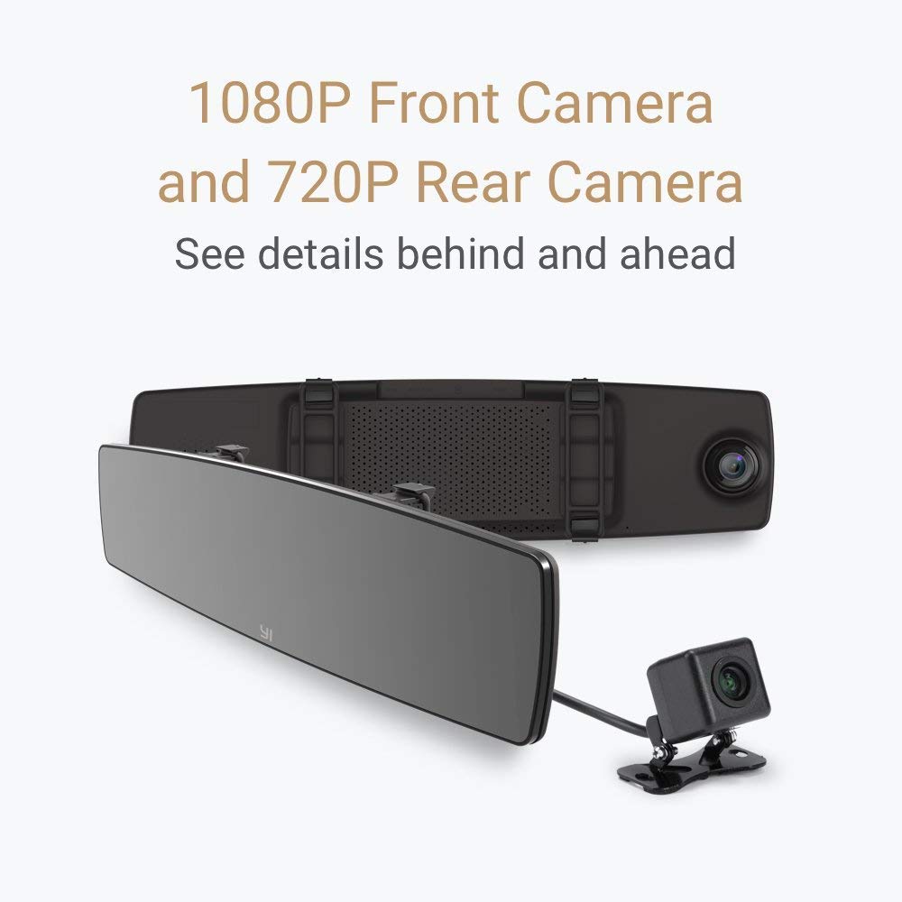 Xiaomi &Lt;Ul&Gt; &Lt;Li&Gt;Dual-Recording Hd Cameras: A Front-Facing Full Hd Camera And A 720P Reverse Camera Protected From Dust And Water&Lt;/Li&Gt; &Lt;Li&Gt;Emergency Recordings: The Built-In 3-Axis Gravity Sensor Will Instantly Activate If A Collision Is Detected&Lt;/Li&Gt; &Lt;Li&Gt;138° Wide-Angle Lens: Monitor 3 Lanes Of Traffic At Once&Lt;/Li&Gt; &Lt;Li&Gt;Built-In Single Touch Sharing: Simply Open The App And Connect Via Wi-Fi To View And Share Footage&Lt;/Li&Gt; &Lt;/Ul&Gt; &Lt;H3&Gt;Specifications:&Lt;/H3&Gt; Screen: 4.3 Inch Ips Touch Screen Processor: Dual Core Cpu, Built-In Isp, H.264 Codec, Supports Wdr Functions, 3D Noise Reduction &Lt;H5&Gt;Front Camera:&Lt;/H5&Gt; Sensor: 2-Million-Pixel High-Sensitivity Image Sensor Aperture: F2.0 Optical Lens Composition: All-Glass+1 Ir Infrared Filter Wide Angle: Fov (D): 138° Highest Resolution: Fhd 1920X1080 30Fps &Lt;H5&Gt;Rear Camera:&Lt;/H5&Gt; Sensor: 1-Million-Pixel High-Sensitivity Image Sensor Resolution: Ahd-M 1280X720 Front Camera: 1920X1080 30Fps, 1280X720 30Fps Rear Camera: 1280X720（Ahd-M） Wireless Network: Standard Wi-Fi 802.11N, Supports Wireless Security Standard, Wireless Encryption, Wpa2 Encryption Micro Sd Card: 16-64 Gb Standard Microsd Card (Recommendation Speed: 80Mb/S Or Above, Shooting Configuration, Video Coding: H.264 Real-Time Multi Stream Coding) Storage Card Capacity: Front Camera At 1080P 30Fps: 64Gb: About 8 Hours, 32Gb: About 4 Hours, 16Gb: About 2 Hours, 8Gb: About 1 Hours Front Camera At 1080P 30Fps With Rear Camera: 64Gb: About 6 Hours, 32Gb: About 3 Hours, 16Gb: About 1.5 Hours, 8Gb: About 0.75 Hours Sensor: Built-In High Precision Three-Axis Sensor Car Charger: Input: 12-24V, Output: 5V Dc [Please Use The Fittings In Yi Package] &Lt;H5&Gt;Package Includes:&Lt;/H5&Gt; 1X Yi Mirror Dash Cam 1X Car Charger 1X Usb Cable 1X User Manual Yi Mirror Dash Camera (Front And Rear Camera) Hd Camera, Touch Screen, G Sensor, Loop Recording