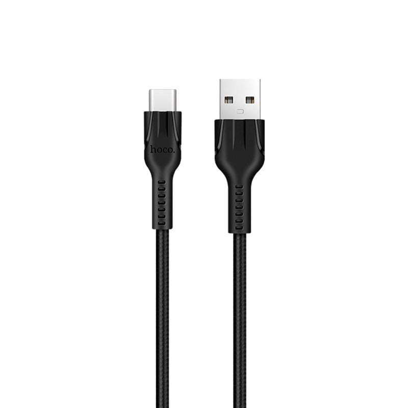 U31 Benay Usb Type C Charging Cable Black Hoco كابل بيانات شحن U31 Usb من النوع C Usb C للهاتف المحمول 2.4A سلك شحن عالمي لشاحن Samsung Xiaomi Huawei جديلة النايلون 1 متر. كابل شحن من النوع C (منتج ممتاز) U31 Benay