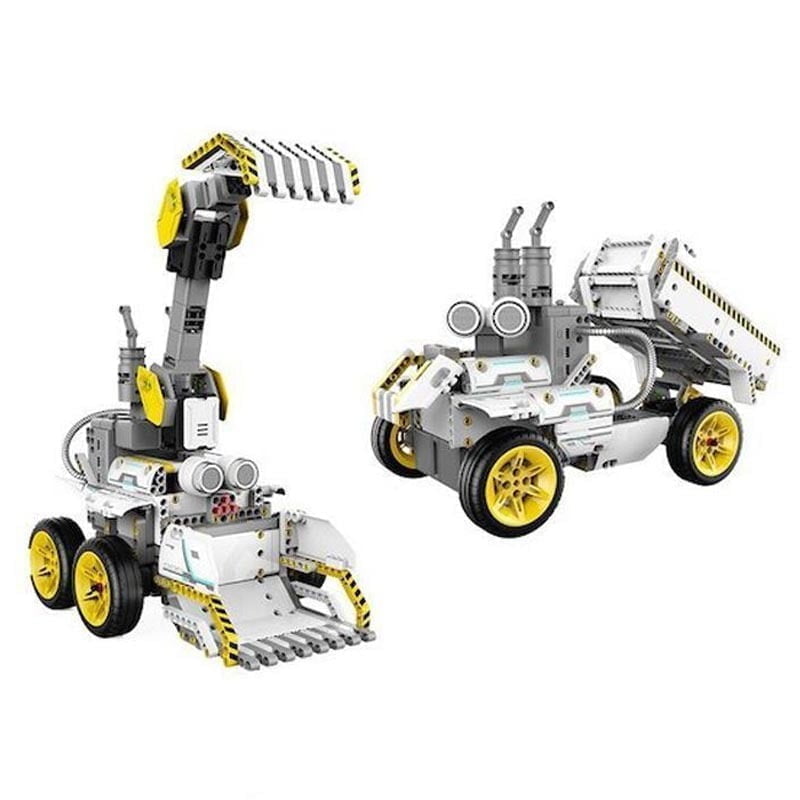 118996 دمدمة وسحق وحرث في سلسلة Ubtech Jimu Robot Builderbots الجديدة: Truckbots Kit. باستخدام هذه المجموعة ، يمكنك إنشاء روبوتات قابلة للبناء وقابلة للتشفير مثل Dozerbot و Dirtbot أو تصميم إنشاء Jimu Robot الخاص بك. يتم توسيع المتعة من خلال منصة Blockly للتشفير ، مما يسمح للأطفال الذين تتراوح أعمارهم بين 8 سنوات وما فوق ببناء هذه الروبوتات وترميزها لأداء برامج وحيل لا حصر لها. قم بتنزيل تطبيق Jimu المجاني الذي يحتوي على إرشادات بناء خطوة بخطوة ، ثلاثية الأبعاد ، 360 درجة. الأعمار: 8+ سنوات. يشمل:
&Amp;Lt;Ul&Amp;Gt; &Amp;Lt;Li&Amp;Gt;410 أجزاء يتم تجميعها معًا&Amp;Lt;/Li&Amp;Gt; &Amp;Lt;Li&Amp;Gt;2 محركات مؤازرة آلية الحركة سلسة&Amp;Lt;/Li&Amp;Gt; &Amp;Lt;Li&Amp;Gt;2 محركات Dc&Amp;Lt;/Li&Amp;Gt; &Amp;Lt;Li&Amp;Gt;1 مستشعر بالموجات فوق الصوتية وضوء Rgb&Amp;Lt;/Li&Amp;Gt; &Amp;Lt;Li&Amp;Gt;1 صندوق التحكم الرئيسي&Amp;Lt;/Li&Amp;Gt; &Amp;Lt;Li&Amp;Gt;كابل Usb ودليل البدء السريع متضمن&Amp;Lt;/Li&Amp;Gt;
&Amp;Lt;/Ul&Amp;Gt;
يتطلب:
&Amp;Lt;Ul&Amp;Gt; &Amp;Lt;Li&Amp;Gt;مطلوب جهاز Ios أو Android متوافق (يُباع بشكل منفصل).&Amp;Lt;/Li&Amp;Gt;
&Amp;Lt;/Ul&Amp;Gt;
بناء. كود.
&Amp;Lt;Ul&Amp;Gt; &Amp;Lt;Li&Amp;Gt;قم ببناء Dozerbot أو Dirtbot أو تصميم إنشاء Jimu Robot الخاص بك&Amp;Lt;/Li&Amp;Gt; &Amp;Lt;Li&Amp;Gt;تعلم كيفية استخدام Blockly Code لبرمجة الروبوت الخاص بك لتجاوز العوائق وحمل الأشياء وإنشاء تأثيرات لونية والمزيد&Amp;Lt;/Li&Amp;Gt; &Amp;Lt;Li&Amp;Gt;قم بإنشاء إجراءات مخصصة جديدة تمامًا باستخدام وظيفة Prp (وضعية ، وتسجيل ، وتشغيل)&Amp;Lt;/Li&Amp;Gt; &Amp;Lt;Li&Amp;Gt;لا توجد أدوات مطلوبة - تعليماتنا المتحركة ثلاثية الأبعاد بزاوية 360 درجة في تطبيق Jimu المجاني توجه المستخدمين عبر الخطوات&Amp;Lt;/Li&Amp;Gt; &Amp;Lt;Li&Amp;Gt;عظيم للأعمار من 8 سنوات وما فوق&Amp;Lt;/Li&Amp;Gt;
&Amp;Lt;/Ul&Amp;Gt; يوبي تيك , شاحنة جيمو روبوت