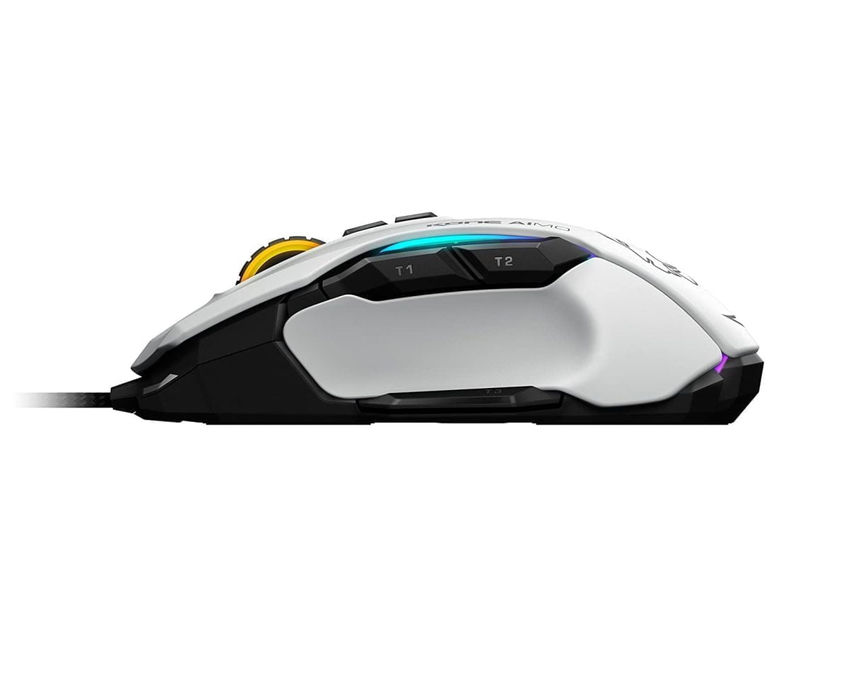 61Ct9Oohal. Ac Sl1500 Roccat Https://Youtu.be/Mfk3Bmiiu8C Roccat® Swarm Powered – Comprehensive Driver Suite With A Striking Design And A Stunning Feature Set, The Kone Aimo Channels The Legacy Of Its Predecessor. It Boasts Refined Ergonomics With Enhanced Button Distinction, But What Truly Sets It Apart Is Its Rgba Double Lightguides Powered By The State-Of-The-Art Aimo Intelligent Lighting System. Aimo Is The Vivid Illumination Eco-System From Roccat®. Its Functionality Grows Exponentially Based On The Number Of Aimo-Enabled Devices Connected. It Also Reacts Intuitively And Organically To Your Computing Behavior. Eliminating The Need For Configuration, It Presents A State-Of-The-Art Lighting Scenario Right Out Of The Box, For A Completely Fluid, Next-Gen Experience. The Kone Aimo Features A Tri-Button Thumb Zone For A New And Even Greater Level Of Control. It Includes Two Wide Buttons Suitable For All Hand Sizes, Plus An Ergonomic Lower Button Set To Easy-Shift[+]™ By Default. Easy-Shift[+]™ Is The World-Famous Button Duplicator Technology That Lets You Assign A Secondary Function To The Mouse'S Buttons. It'S Easy To Program And Has Options For Simple Commands And Complex Macros. Gaming Mouse Roccat - Kone Aimo Rgba Smart Customization Gaming Mouse (White) , Designed In Germany