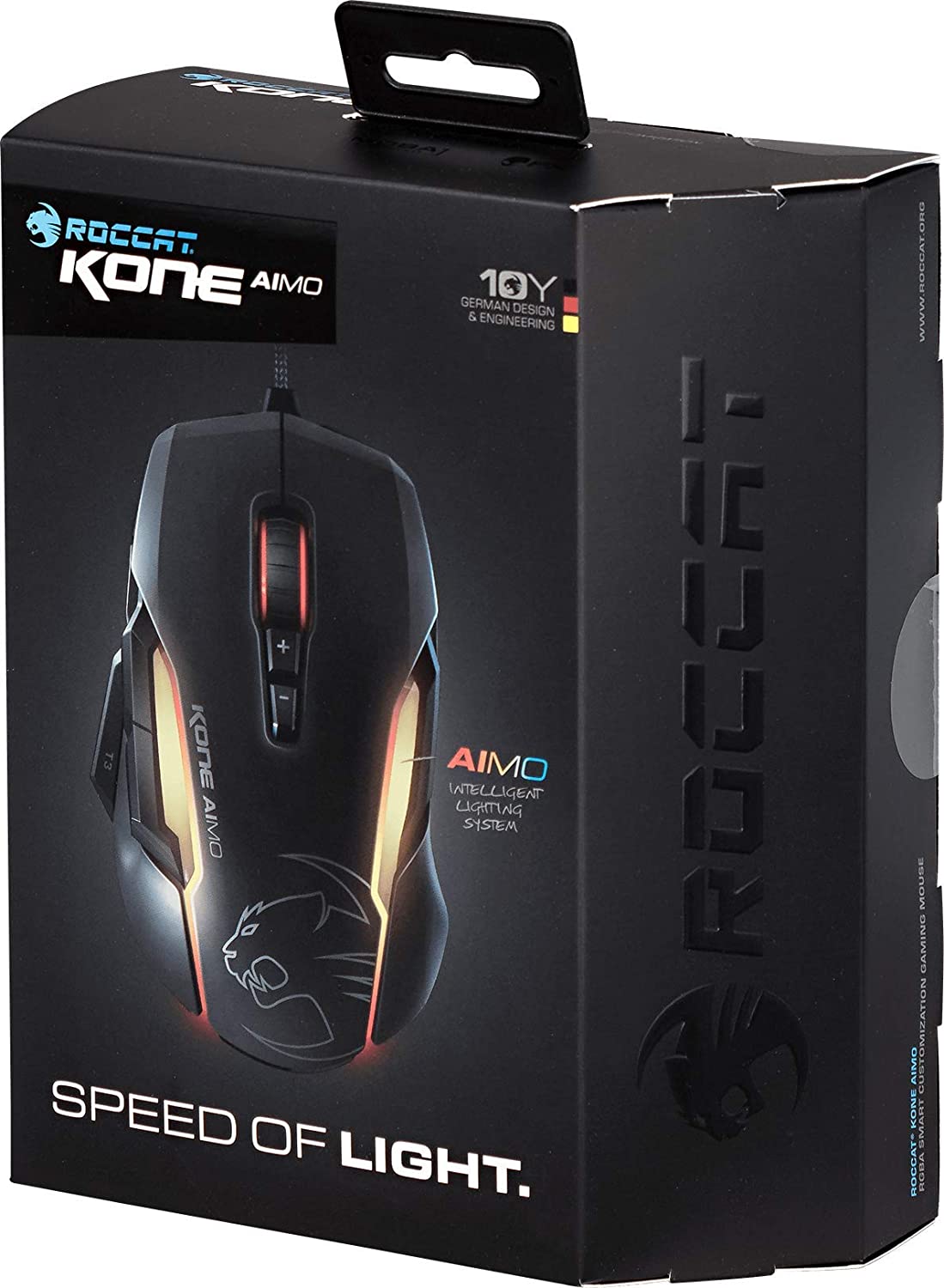71Qr9Iq65Hl. Ac Sl1500 Roccat Https://Youtu.be/Mfk3Bmiiu8C Roccat® Swarm Powered – Comprehensive Driver Suite With A Striking Design And A Stunning Feature Set, The Kone Aimo Channels The Legacy Of Its Predecessor. It Boasts Refined Ergonomics With Enhanced Button Distinction, But What Truly Sets It Apart Is Its Rgba Double Lightguides Powered By The State-Of-The-Art Aimo Intelligent Lighting System. Aimo Is The Vivid Illumination Eco-System From Roccat®. Its Functionality Grows Exponentially Based On The Number Of Aimo-Enabled Devices Connected. It Also Reacts Intuitively And Organically To Your Computing Behavior. Eliminating The Need For Configuration, It Presents A State-Of-The-Art Lighting Scenario Right Out Of The Box, For A Completely Fluid, Next-Gen Experience. The Kone Aimo Features A Tri-Button Thumb Zone For A New And Even Greater Level Of Control. It Includes Two Wide Buttons Suitable For All Hand Sizes, Plus An Ergonomic Lower Button Set To Easy-Shift[+]™ By Default. Easy-Shift[+]™ Is The World-Famous Button Duplicator Technology That Lets You Assign A Secondary Function To The Mouse'S Buttons. It'S Easy To Program And Has Options For Simple Commands And Complex Macros. Roccat - ماوس ألعاب مخصص ذكي من Kone Aimo Rgba (رمادي) 23 مفتاحًا قابلًا للبرمجة ، مصمم في ألمانيا