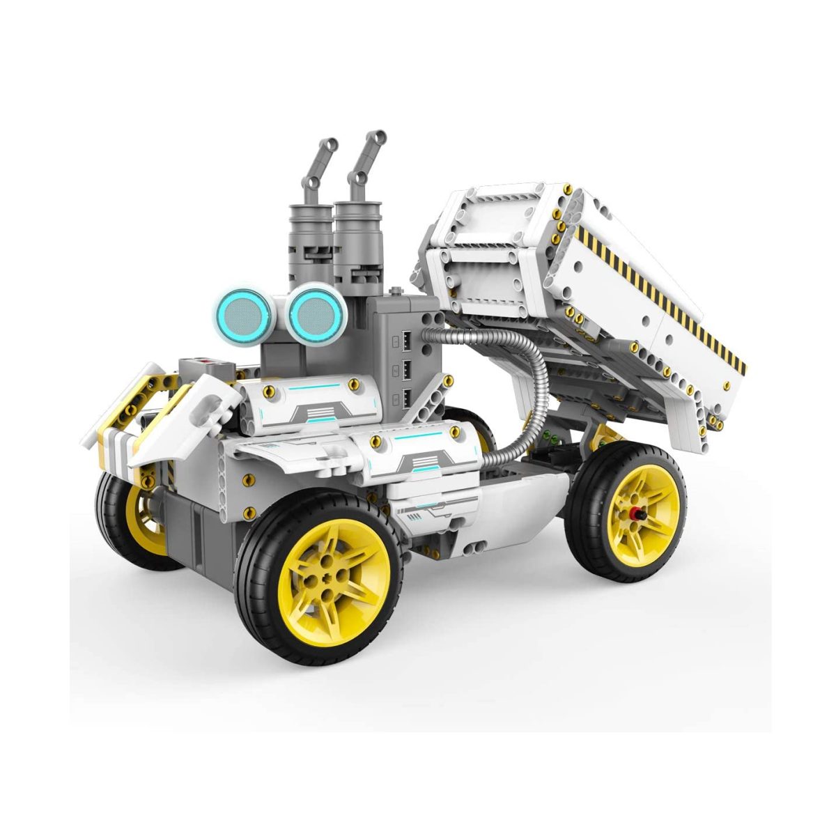 Frame 542 دمدمة وسحق وحرث في سلسلة Ubtech Jimu Robot Builderbots الجديدة: Truckbots Kit. باستخدام هذه المجموعة ، يمكنك إنشاء روبوتات قابلة للبناء وقابلة للتشفير مثل Dozerbot و Dirtbot أو تصميم إنشاء Jimu Robot الخاص بك. يتم توسيع المتعة من خلال منصة Blockly للتشفير ، مما يسمح للأطفال الذين تتراوح أعمارهم بين 8 سنوات وما فوق ببناء هذه الروبوتات وترميزها لأداء برامج وحيل لا حصر لها. قم بتنزيل تطبيق Jimu المجاني الذي يحتوي على إرشادات بناء خطوة بخطوة ، ثلاثية الأبعاد ، 360 درجة. الأعمار: 8+ سنوات. يشمل:
&Lt;Ul&Gt; &Lt;Li&Gt;410 أجزاء يتم تجميعها معًا&Lt;/Li&Gt; &Lt;Li&Gt;2 محركات مؤازرة آلية الحركة سلسة&Lt;/Li&Gt; &Lt;Li&Gt;2 محركات Dc&Lt;/Li&Gt; &Lt;Li&Gt;1 مستشعر بالموجات فوق الصوتية وضوء Rgb&Lt;/Li&Gt; &Lt;Li&Gt;1 صندوق التحكم الرئيسي&Lt;/Li&Gt; &Lt;Li&Gt;كابل Usb ودليل البدء السريع متضمن&Lt;/Li&Gt;
&Lt;/Ul&Gt;
يتطلب:
&Lt;Ul&Gt; &Lt;Li&Gt;مطلوب جهاز Ios أو Android متوافق (يُباع بشكل منفصل).&Lt;/Li&Gt;
&Lt;/Ul&Gt;
بناء. كود.
&Lt;Ul&Gt; &Lt;Li&Gt;قم ببناء Dozerbot أو Dirtbot أو تصميم إنشاء Jimu Robot الخاص بك&Lt;/Li&Gt; &Lt;Li&Gt;تعلم كيفية استخدام Blockly Code لبرمجة الروبوت الخاص بك لتجاوز العوائق وحمل الأشياء وإنشاء تأثيرات لونية والمزيد&Lt;/Li&Gt; &Lt;Li&Gt;قم بإنشاء إجراءات مخصصة جديدة تمامًا باستخدام وظيفة Prp (وضعية ، وتسجيل ، وتشغيل)&Lt;/Li&Gt; &Lt;Li&Gt;لا توجد أدوات مطلوبة - تعليماتنا المتحركة ثلاثية الأبعاد بزاوية 360 درجة في تطبيق Jimu المجاني توجه المستخدمين عبر الخطوات&Lt;/Li&Gt; &Lt;Li&Gt;عظيم للأعمار من 8 سنوات وما فوق&Lt;/Li&Gt;
&Lt;/Ul&Gt; يوبي تيك يوبي تيك , شاحنة جيمو روبوت