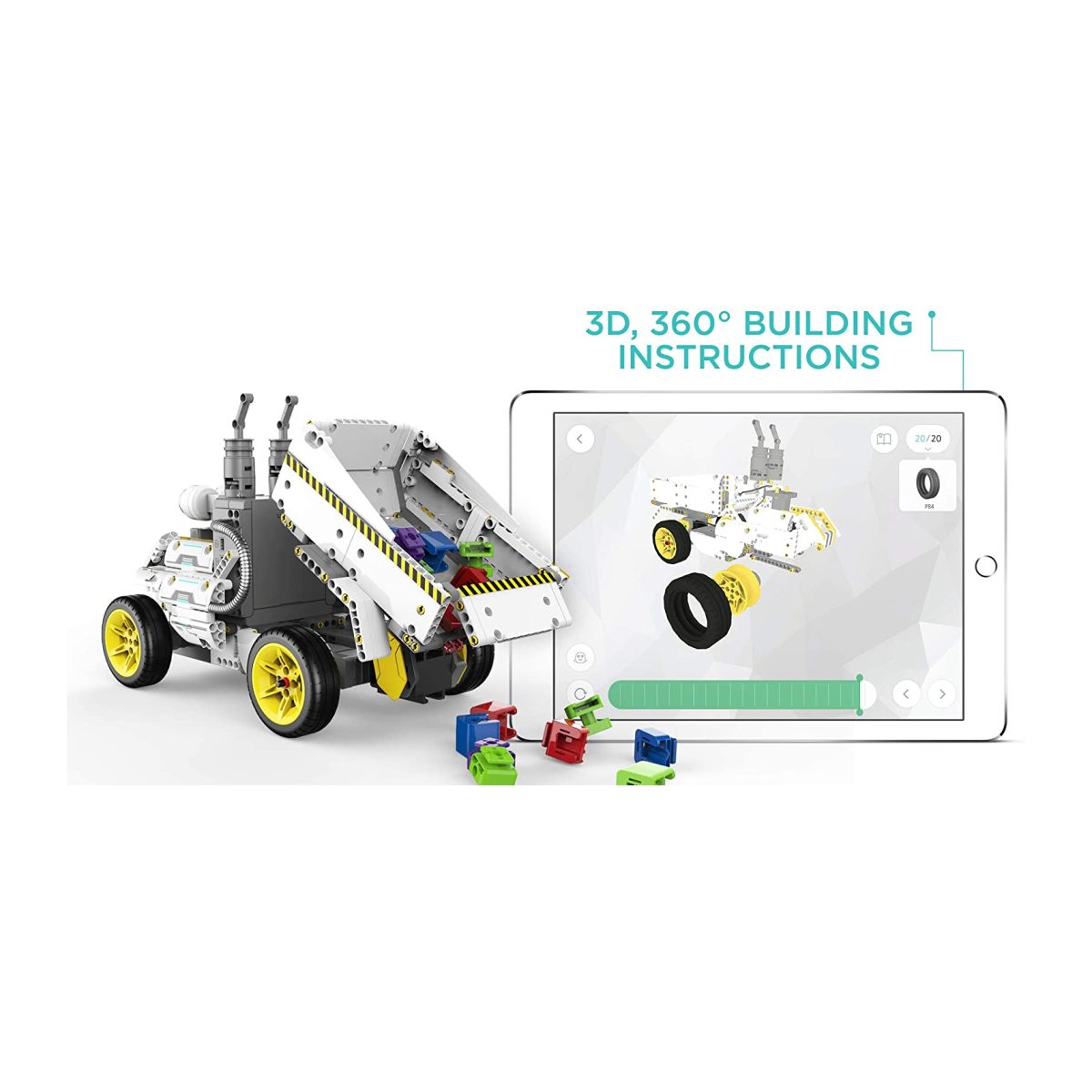 Frame 543 دمدمة وسحق وحرث في سلسلة Ubtech Jimu Robot Builderbots الجديدة: Truckbots Kit. باستخدام هذه المجموعة ، يمكنك إنشاء روبوتات قابلة للبناء وقابلة للتشفير مثل Dozerbot و Dirtbot أو تصميم إنشاء Jimu Robot الخاص بك. يتم توسيع المتعة من خلال منصة Blockly للتشفير ، مما يسمح للأطفال الذين تتراوح أعمارهم بين 8 سنوات وما فوق ببناء هذه الروبوتات وترميزها لأداء برامج وحيل لا حصر لها. قم بتنزيل تطبيق Jimu المجاني الذي يحتوي على إرشادات بناء خطوة بخطوة ، ثلاثية الأبعاد ، 360 درجة. الأعمار: 8+ سنوات. يشمل:
&Lt;Ul&Gt; &Lt;Li&Gt;410 أجزاء يتم تجميعها معًا&Lt;/Li&Gt; &Lt;Li&Gt;2 محركات مؤازرة آلية الحركة سلسة&Lt;/Li&Gt; &Lt;Li&Gt;2 محركات Dc&Lt;/Li&Gt; &Lt;Li&Gt;1 مستشعر بالموجات فوق الصوتية وضوء Rgb&Lt;/Li&Gt; &Lt;Li&Gt;1 صندوق التحكم الرئيسي&Lt;/Li&Gt; &Lt;Li&Gt;كابل Usb ودليل البدء السريع متضمن&Lt;/Li&Gt;
&Lt;/Ul&Gt;
يتطلب:
&Lt;Ul&Gt; &Lt;Li&Gt;مطلوب جهاز Ios أو Android متوافق (يُباع بشكل منفصل).&Lt;/Li&Gt;
&Lt;/Ul&Gt;
بناء. كود.
&Lt;Ul&Gt; &Lt;Li&Gt;قم ببناء Dozerbot أو Dirtbot أو تصميم إنشاء Jimu Robot الخاص بك&Lt;/Li&Gt; &Lt;Li&Gt;تعلم كيفية استخدام Blockly Code لبرمجة الروبوت الخاص بك لتجاوز العوائق وحمل الأشياء وإنشاء تأثيرات لونية والمزيد&Lt;/Li&Gt; &Lt;Li&Gt;قم بإنشاء إجراءات مخصصة جديدة تمامًا باستخدام وظيفة Prp (وضعية ، وتسجيل ، وتشغيل)&Lt;/Li&Gt; &Lt;Li&Gt;لا توجد أدوات مطلوبة - تعليماتنا المتحركة ثلاثية الأبعاد بزاوية 360 درجة في تطبيق Jimu المجاني توجه المستخدمين عبر الخطوات&Lt;/Li&Gt; &Lt;Li&Gt;عظيم للأعمار من 8 سنوات وما فوق&Lt;/Li&Gt;
&Lt;/Ul&Gt; يوبي تيك يوبي تيك , شاحنة جيمو روبوت