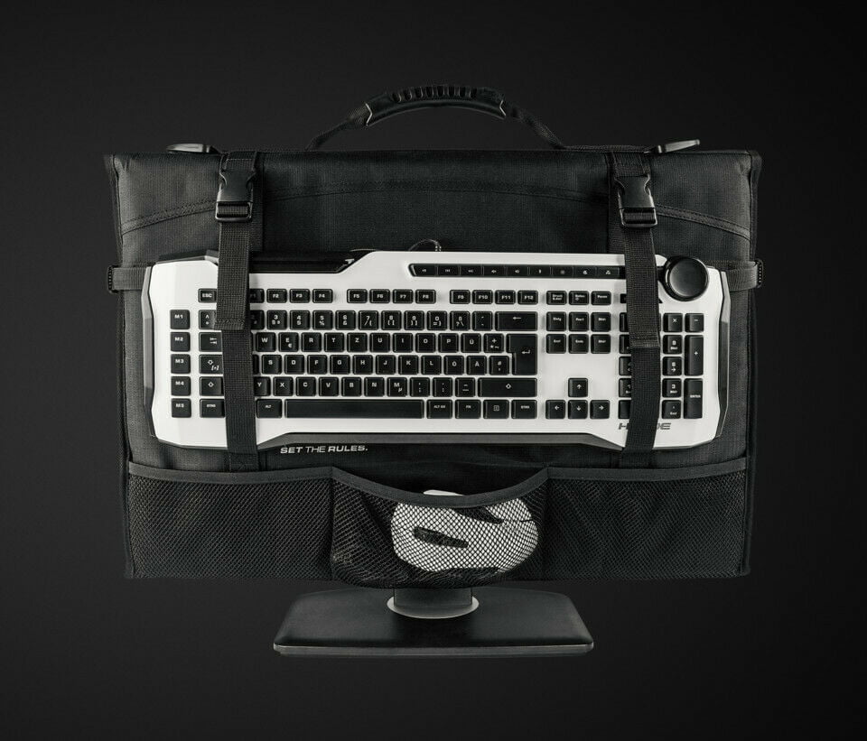 S L1600 1 Roccat Pack It. Play It Are You An On-The-Go Gamer, Or Simply In Need Of Good Gear Protection? The Roccat® Tusko Is Just What You Need. Large Enough To Accommodate Your 20-24&Quot; Wide-Screen Monitor, It’s Also Got Enough Space For Your Keyboard, Mouse, And Accessories. Roccat Tusko Monitor Widescreen Bag Roccat Tusko Monitor Widescreen Bag