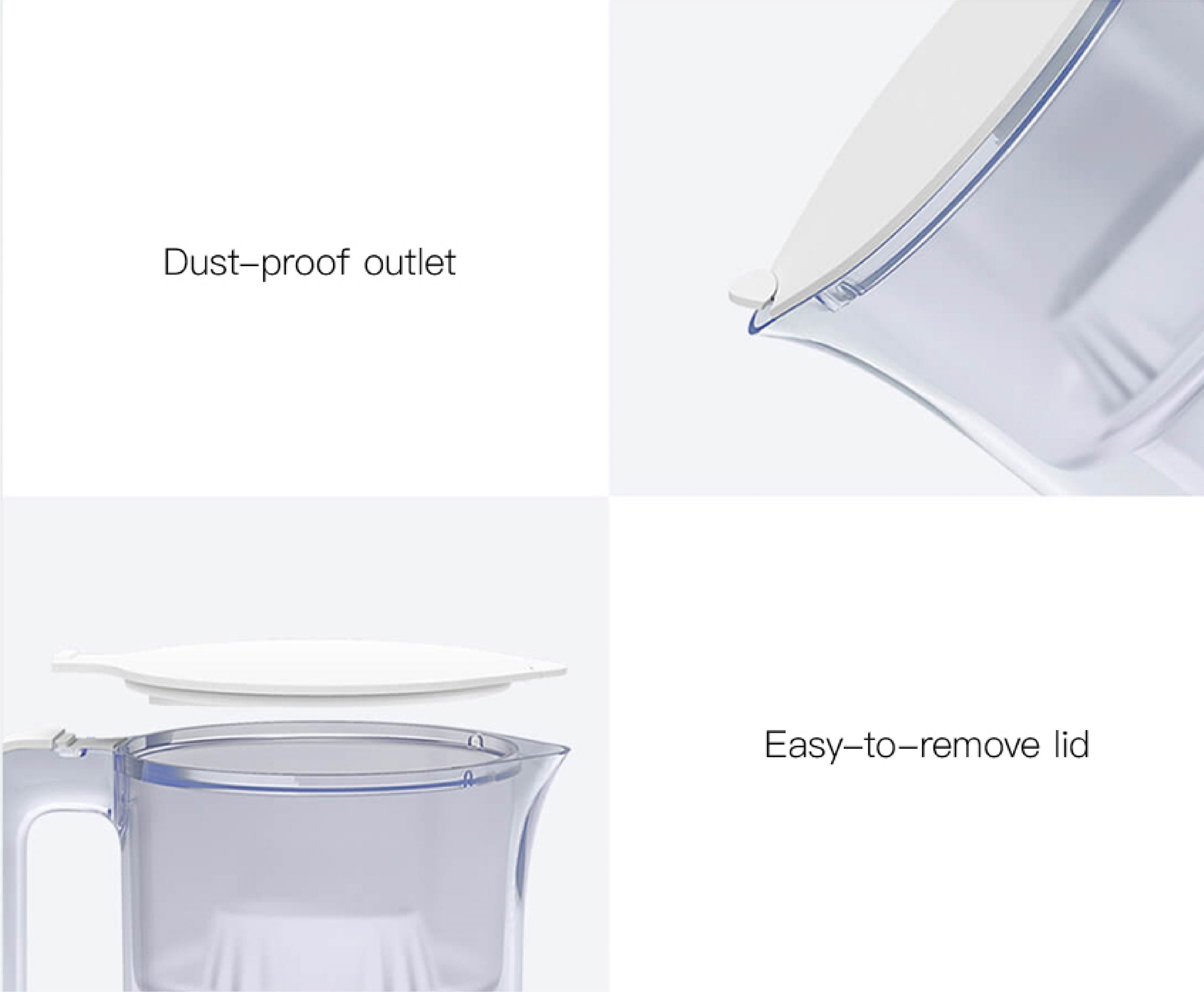 Xiaomi Mi Home Water Filter Pitcher 05 Scaled Xiaomi Xiaomi Mi Home Water Filter Pitcher Easy To Remove The Lid, Funnel Open Design, Dust-Proof Spout &Nbsp; Xiaomi Xiaomi Mi Home Water Filter Pitcher