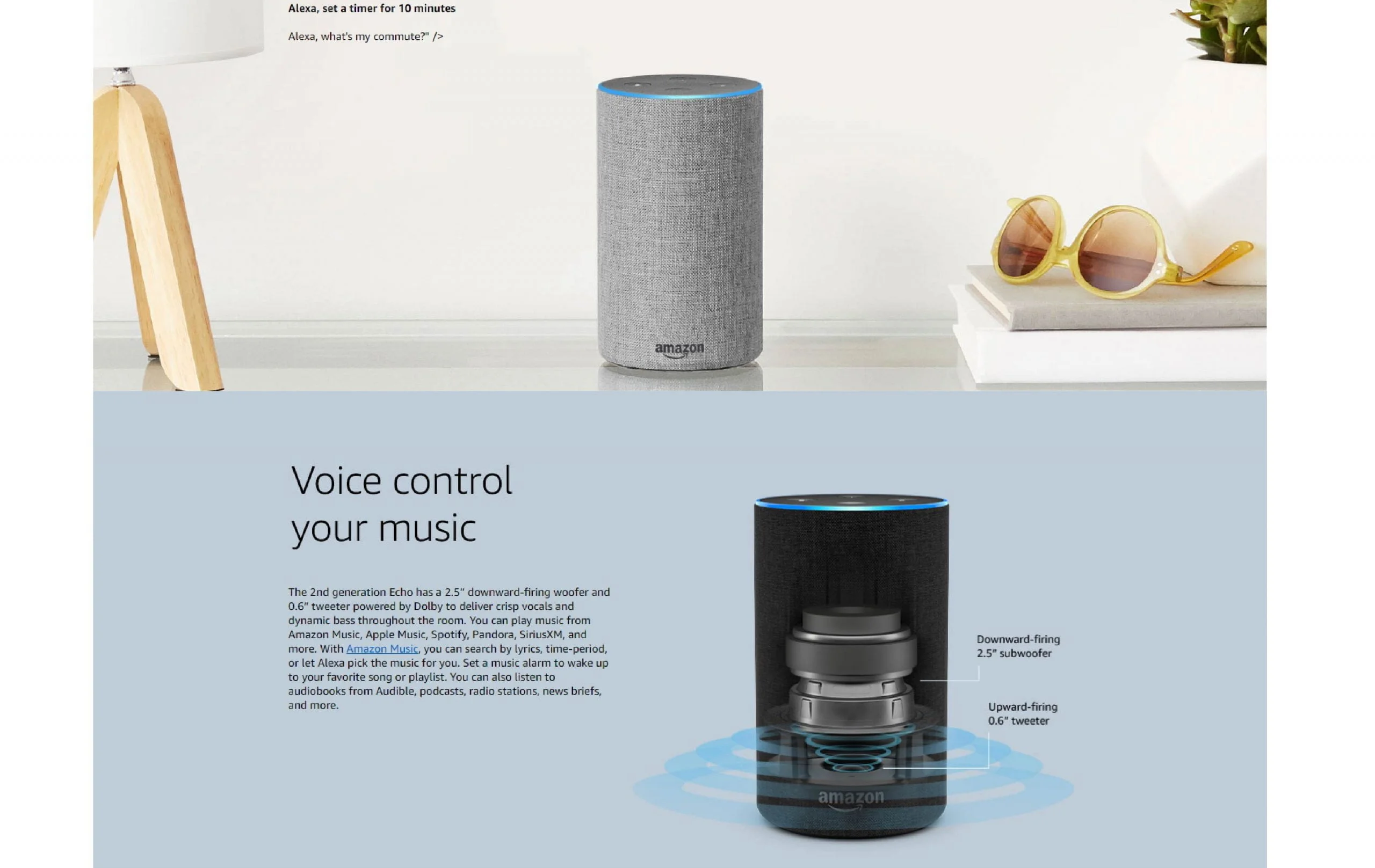 Echo (2nd Generation) - Smart Speaker w/ Alexa & Dolby