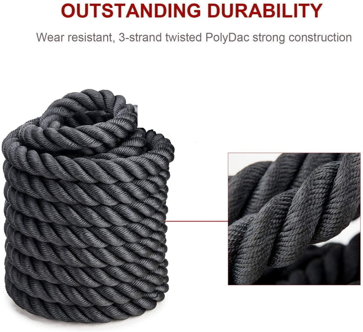 81S38Dz24Vl. Ac Sl1480 Proffessional Battle Rope 15Mtr. X Dia 50Mm Heavy Duty Fitness Ropes Strength Core Training For Strength And Conditioning Workouts Rope Black Gym Professional Battle Rope Gym Professional Battle Rope