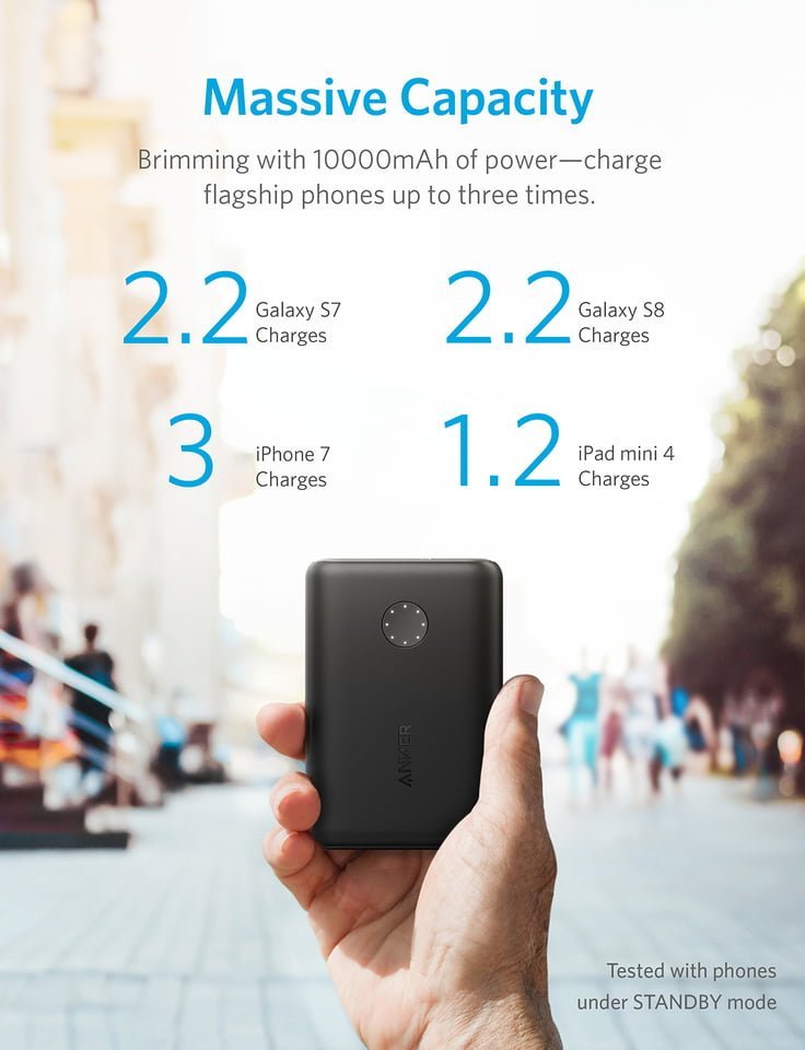 A1230011 Td03 &Lt;Ul&Gt; &Lt;Li&Gt;Poweriq 2.0: Brand-New Exclusive Technology. Intelligently Identifies Your Device To Deliver The Fastest Possible Charge.&Lt;/Li&Gt; &Lt;Li&Gt;Sleek And Compact: Designed With Optimal Portability In Mind. Slips Easily In And Out Of A Purse, Pocket, Or Bag.&Lt;/Li&Gt; &Lt;Li&Gt;Rapid Recharge: Top Up The Battery In As Little As 4 Hours With A Quick Charge Charger. Output (Poweriq 2.0): 5-9V=2A, 9-12V=1.5A, Max Input: 5-9V=2A.&Lt;/Li&Gt; &Lt;Li&Gt;What You Get: Anker Powercore Ii 10000 Portable Charger, Micro Usb Cable (Usb-C And Lightning Cables Sold Separately), Welcome Guide, Anker Worry-Free 18-Month Warranty, And Friendly Customer Service.&Lt;/Li&Gt; &Lt;/Ul&Gt; Anker Powercore Ii 10000, Ultra-Compact