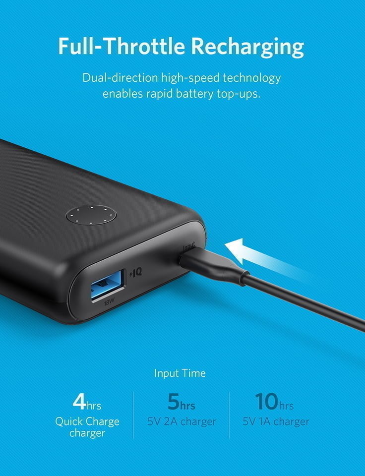 A1230011 Td05 &Lt;Ul&Gt; &Lt;Li&Gt;Poweriq 2.0: Brand-New Exclusive Technology. Intelligently Identifies Your Device To Deliver The Fastest Possible Charge.&Lt;/Li&Gt; &Lt;Li&Gt;Sleek And Compact: Designed With Optimal Portability In Mind. Slips Easily In And Out Of A Purse, Pocket, Or Bag.&Lt;/Li&Gt; &Lt;Li&Gt;Rapid Recharge: Top Up The Battery In As Little As 4 Hours With A Quick Charge Charger. Output (Poweriq 2.0): 5-9V=2A, 9-12V=1.5A, Max Input: 5-9V=2A.&Lt;/Li&Gt; &Lt;Li&Gt;What You Get: Anker Powercore Ii 10000 Portable Charger, Micro Usb Cable (Usb-C And Lightning Cables Sold Separately), Welcome Guide, Anker Worry-Free 18-Month Warranty, And Friendly Customer Service.&Lt;/Li&Gt; &Lt;/Ul&Gt; Anker Powercore Ii 10000, Ultra-Compact