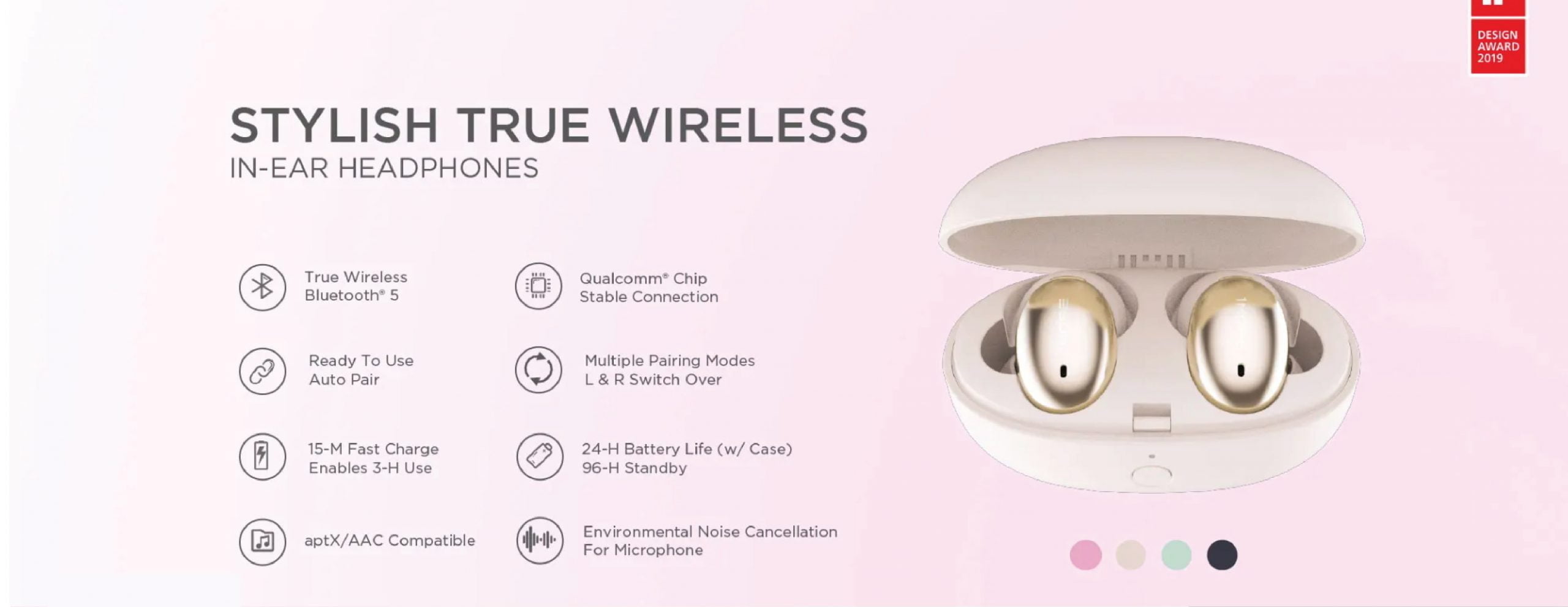 Www 01 Scaled Xiaomi 1More Stylish True Wireless Earbuds – Pink (Design Awards 2019) 1More Stylish True Wireless Earbuds – Pink (Design Awards 2019)