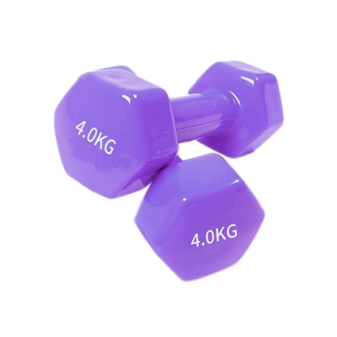 4Kg &Amp;Lt;H1&Amp;Gt;Deluxe Vinyl Dumbbell Purple 4 Kg (2-Pieces)&Amp;Lt;/H1&Amp;Gt; Deluxe Vinyl Dumbbell Constructed Of Heavy-Duty Solid Cast Iron Core To Add More Durability And Stability. Will Not Break Or Bend After Repeated Use. These Durable Hand Weights Are The Perfect Addition To Aerobics And Step Workouts, As Well As Any Standard Strength Training With Weights For Added Intensity And Resistance. Deluxe Vinyl Dumbbell Purple 4 Kg (2-Pieces) Deluxe Vinyl Dumbbell Purple 4 Kg (2-Pieces)