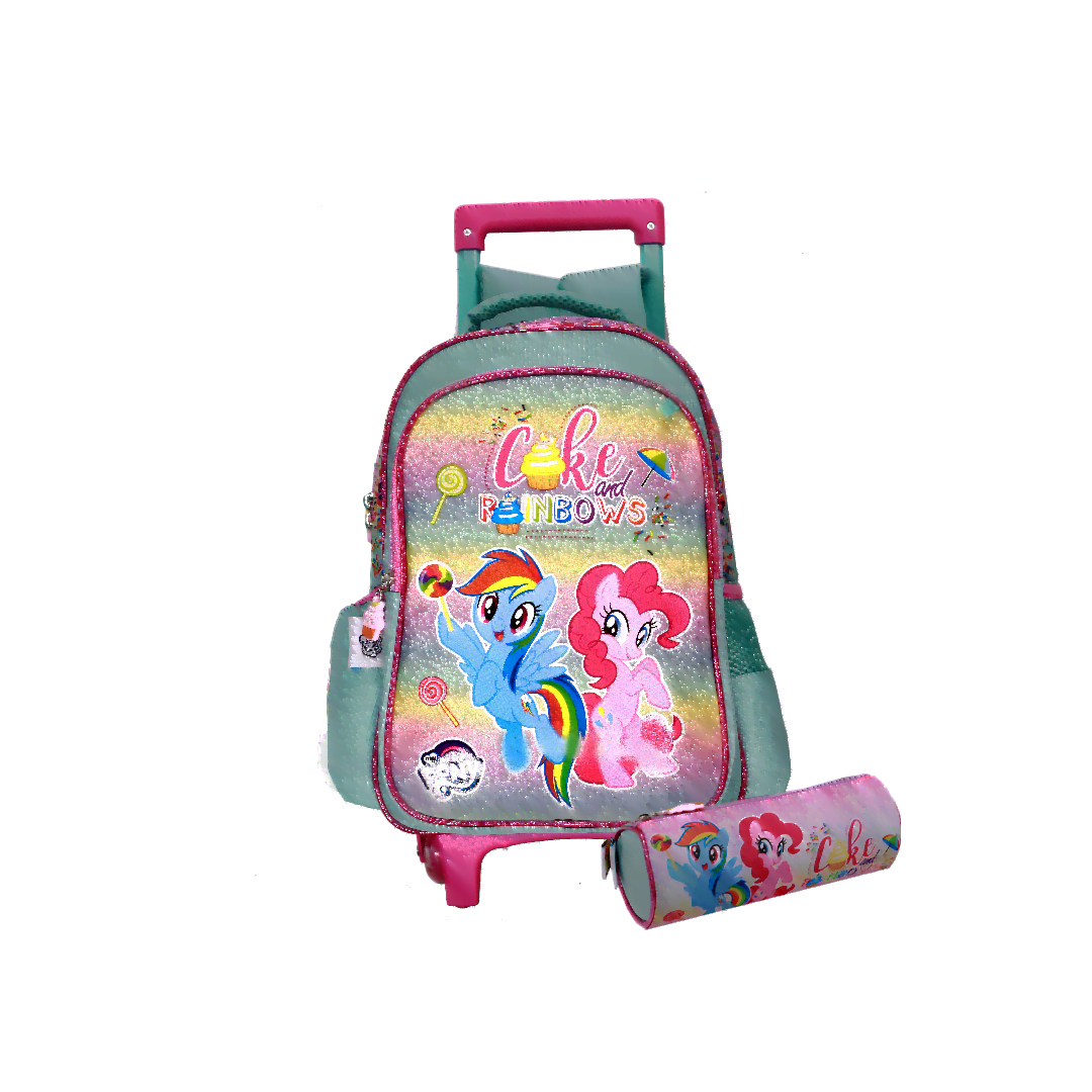 664 The Trolley Bag Is A Reliable Companion For Your Journey. The Trolley Features Main Zip Compartment To Keep Your Child'S Belonging Or School Items. The Trolley Has Comfortable Handle On The Top. The Fine Quality Material And Printing Makes It Durable And Stylish Option. It Is Easy To Zip And Unzip With Smooth Zippers And Pullers. The Wheels On The Bottom Make It Easy To Drag. Wipe With A Clean And Dry Cloth. &Amp;Lt;Ul&Amp;Gt; &Amp;Lt;Li&Amp;Gt; Adorable My Little Pony Print Backpack For Your Little One&Amp;Lt;/Li&Amp;Gt; &Amp;Lt;Li&Amp;Gt;Perfect For School, Picnic And More&Amp;Lt;/Li&Amp;Gt; &Amp;Lt;Li&Amp;Gt;Offers Plenty Of Space To Store Kid'S Essentials&Amp;Lt;/Li&Amp;Gt; &Amp;Lt;/Ul&Amp;Gt; My Little Pony School Trolley Bag 15&Amp;Quot; - 2 Main Compartments 2 Side Pockets With My Little Pony Pencil Case (Mlp52)
