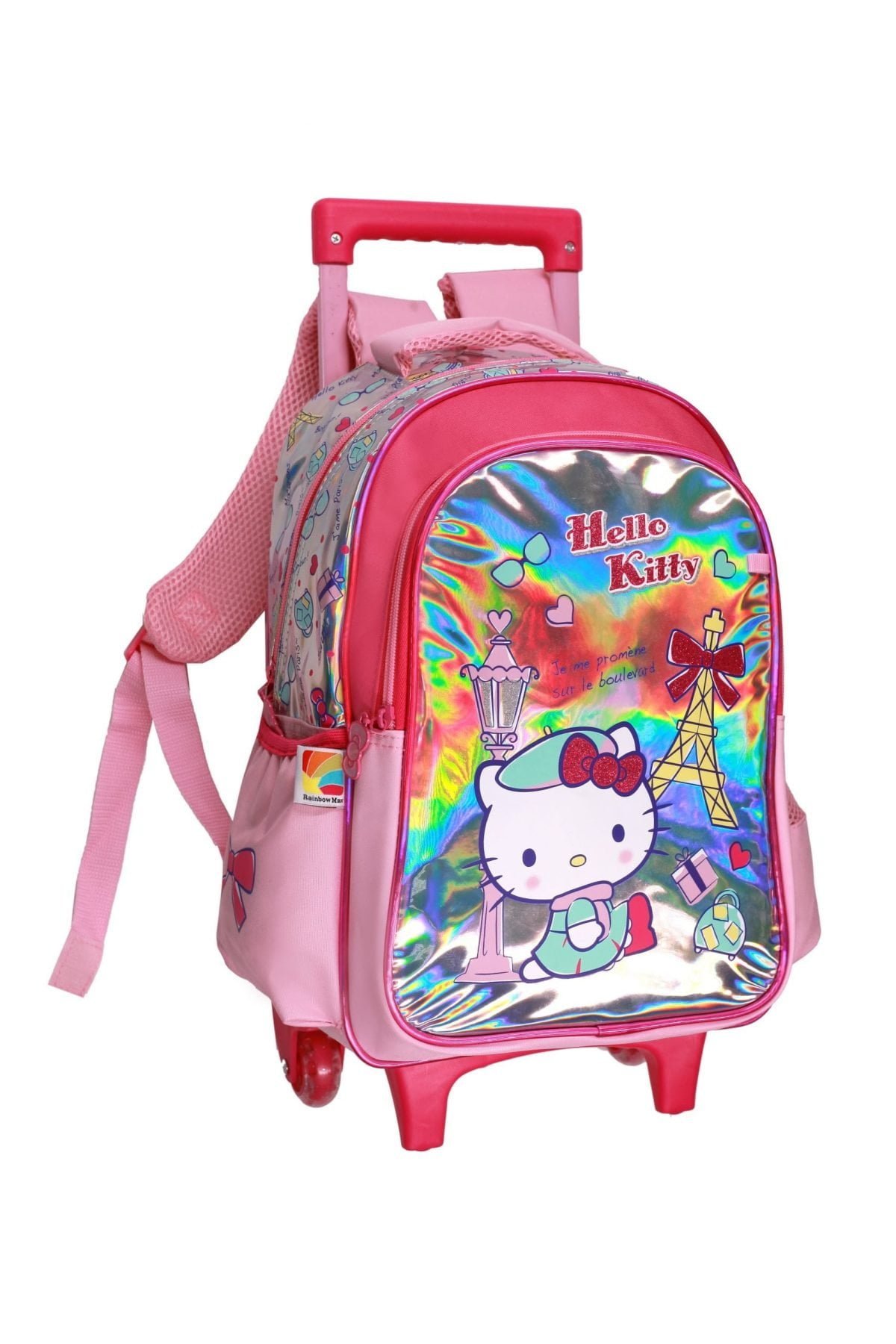 Hk672 3090T 2 Scaled Hello Kitty The Trolley Bag Is A Reliable Companion For Your Journey. The Trolley Features Main Zip Compartment To Keep Your Child'S Belonging Or School Items. The Trolley Has Comfortable Handle On The Top. The Fine Quality Material And Printing Makes It Durable And Stylish Option. It Is Easy To Zip And Unzip With Smooth Zippers And Pullers. The Wheels On The Bottom Make It Easy To Drag. Wipe With A Clean And Dry Cloth. Hello Kitty Trolley Bag Hello Kitty Trolley Bag 15&Quot; - 2 Main Compartments And 2 Side Pockets (Hk672)