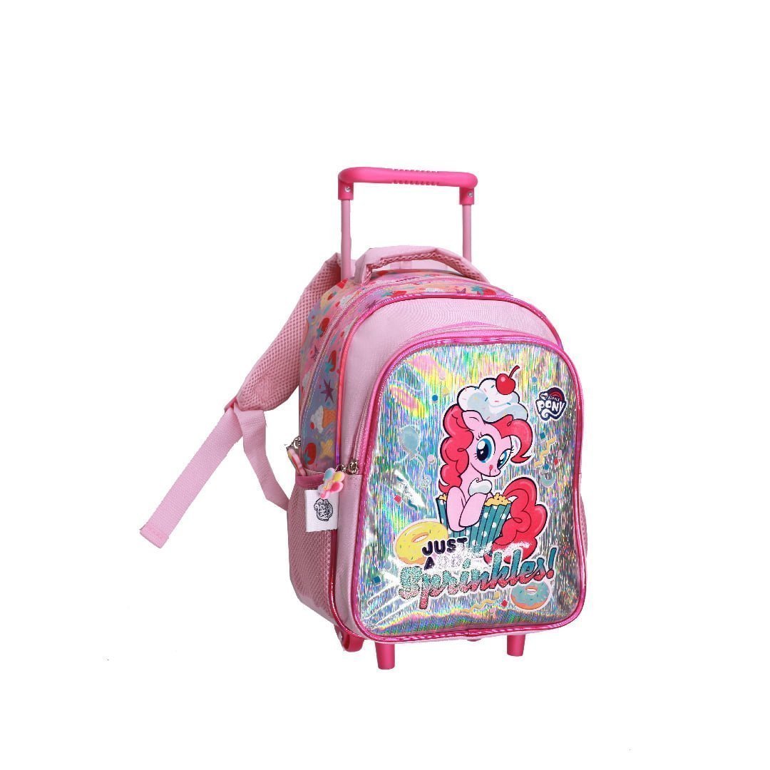 Mlp511 01 My Little Pony The Trolley Bag Is A Reliable Companion For Your Journey. The Trolley Features Main Zip Compartment To Keep Your Child'S Belonging Or School Items. The Trolley Has A Comfortable Handle On The Top. The Fine Quality Material And Printing Makes It Durable And Stylish Option. It Is Easy To Zip And Unzip With Smooth Zippers And Pullers. The Wheels On The Bottom Make It Easy To Drag. Wipe With A Clean And Dry Cloth. Trolley Bag My Little Pony School Trolley Bag 13&Quot; - 2 Main Compartments 2 Side Pockets (Mlp51)