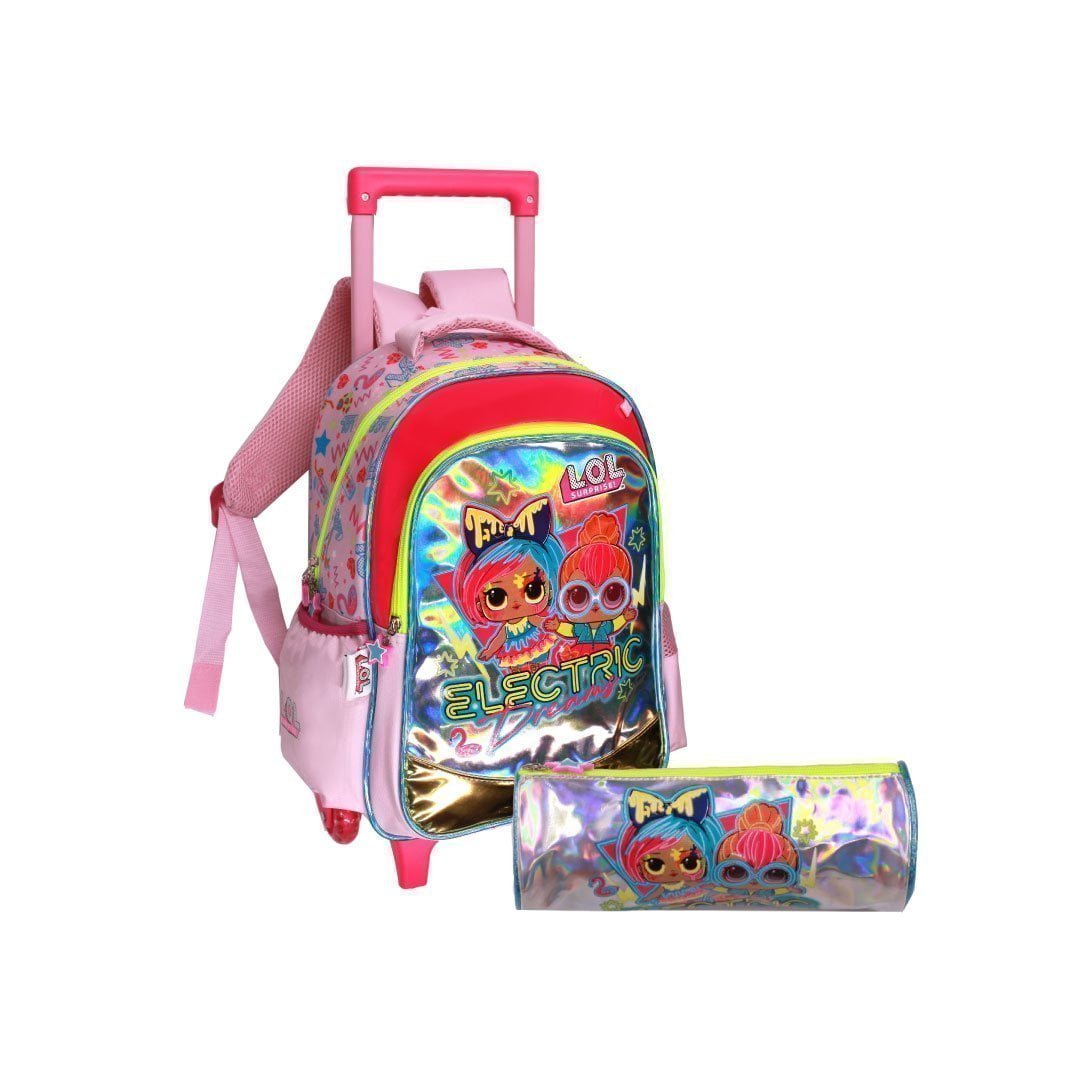 Lol School Trolley Bag 15&Amp;Quot; - 2 Main Compartments 2 Side Pockets With Lol Pencil Case (Lol07)