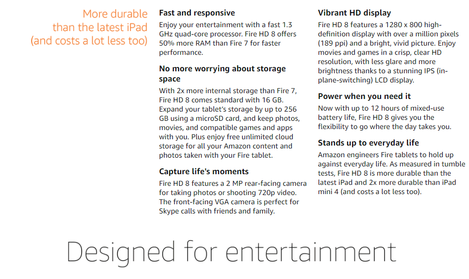 1 Amazon &Lt;H1&Gt;Fire Hd 8 Tablet 8&Quot; Hd Display, 32 Gb | Designed For Portable Entertainment - Twilight Blue&Lt;/H1&Gt; Fire Hd 8 Is Fast And Responsive, With A Vibrant 8” Hd Display, 2X The Storage, 2 Gb Of Ram, And 30% Faster Performance Thanks To The New 2.0 Ghz Quad-Core Processor. Stream Movies, Watch Videos Or Play Games With The Enhanced Wifi. Enjoy Downloaded Content All Day With 12-Hour Battery Life. Usb-C For Easier Charging When You Need To Power Back Up. &Lt;Strong&Gt;Included In The Box&Lt;/Strong&Gt; Fire Hd 8 Tablet, Usb-C (2.0) Cable, 5W Power Adapter, And Quick Start Guide &Lt;Strong&Gt;Generation&Lt;/Strong&Gt; 10Th Generation - 2020 Release Fire Hd 8 Tablet Fire Hd 8 Tablet 8&Quot; Hd Display, 32 Gb | Designed For Portable Entertainment - Twilight Blue