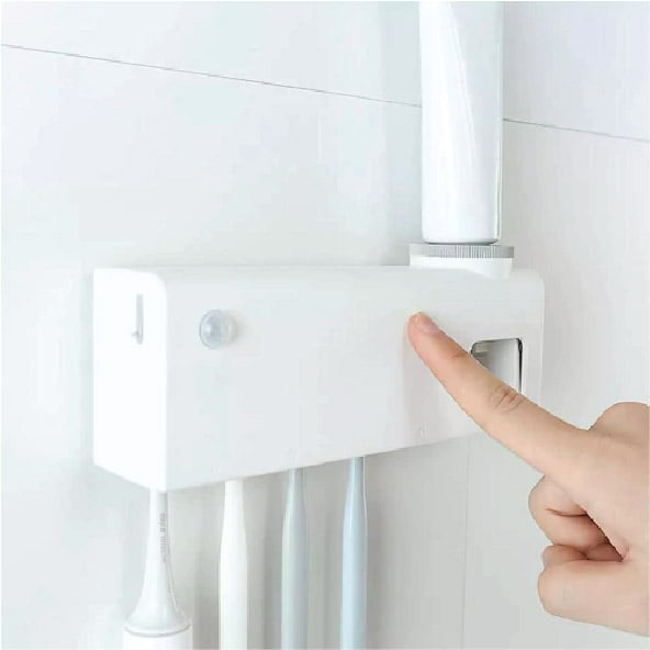 Cq2324 04 Xiaomi Uv Sterilizer With Cup Wall Sticker Set Toothpaste Dispenser Tools - White China Xiaomi Dr Meng Xiaomi Dr Meng Smart Disinfection Toothbrush Holder - Uvc Sterilization