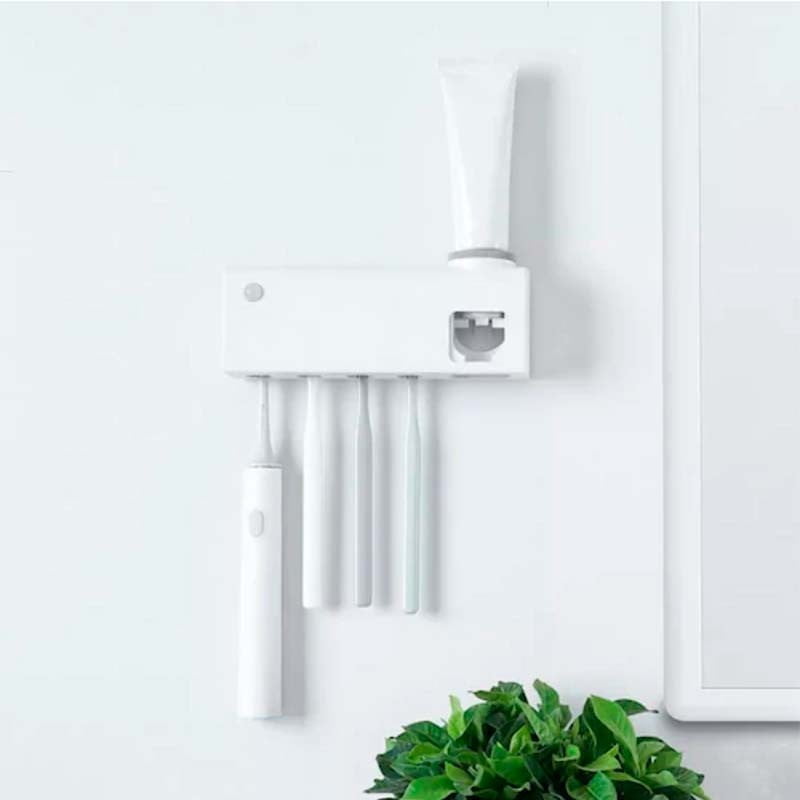 Xiaomi Uv Sterilizer With Cup Wall Sticker Set Toothpaste Dispenser Tools - White China Xiaomi Dr Meng Xiaomi Dr Meng Smart Disinfection Toothbrush Holder - Uvc Sterilization