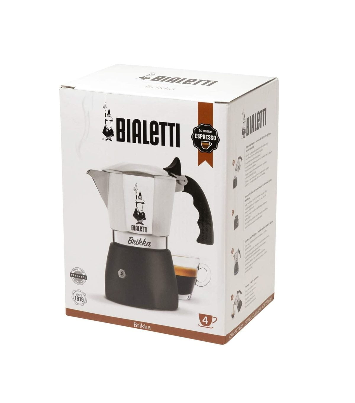 614Mzwnlpll. Ac Sl1500 Bialetti &Lt;H1&Gt;Bialetti Moka Pot Brikka 4 Cups&Lt;/H1&Gt; The Brikka Model, Which Has The Most Special Place Among The Bialetti Moka Pots, Works At Higher Pressure Thanks To Its Special Design, Thus Allowing You To Enjoy A Creamy, Foamy And Intense Coffee. &Lt;Strong&Gt;It Consists Of Three Parts:&Lt;/Strong&Gt; The Bottom-Up Water Reservoir, The Filter Where You Will Put The Ground Coffee And The Reservoir Where The Espresso Will Be Filled. &Lt;Ul&Gt; &Lt;Li&Gt;Made Of Aluminium Casting Material.&Lt;/Li&Gt; &Lt;Li&Gt;You Can Prepare 4 Shots Of Espresso (Approximately 240 Ml).&Lt;/Li&Gt; &Lt;Li&Gt;Not To Be Washed In The Dishwasher, Can Only Be Cleaned With Water.&Lt;/Li&Gt; &Lt;/Ul&Gt; Https://Youtu.be/O2Xi-1Ae2Rg Bialetti Moka Pot Brikka 4 Cup - Espresso Coffee
