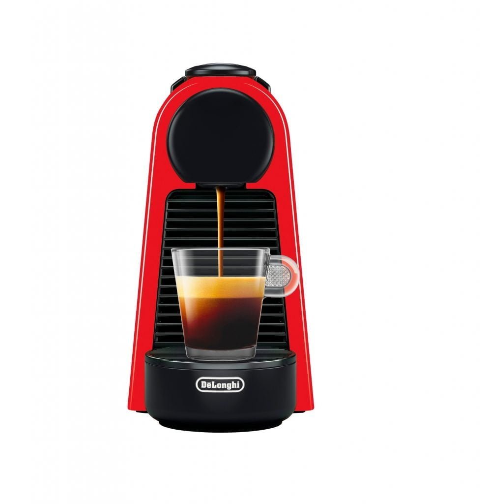 Nespresso Essenza Mini Espresso Machine by De'Longhi, Ruby Red - EN85.R (14  Capsules Included)