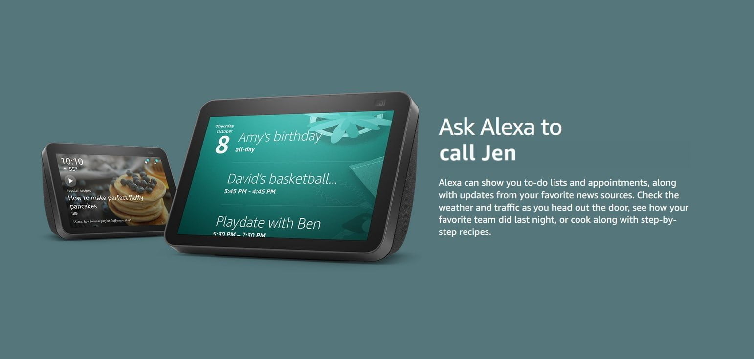 Echo Show 8 (2nd Gen, 2021 Release), HD smart display with Alexa and 13 MP  camera, Glacier White (Arabic or English)