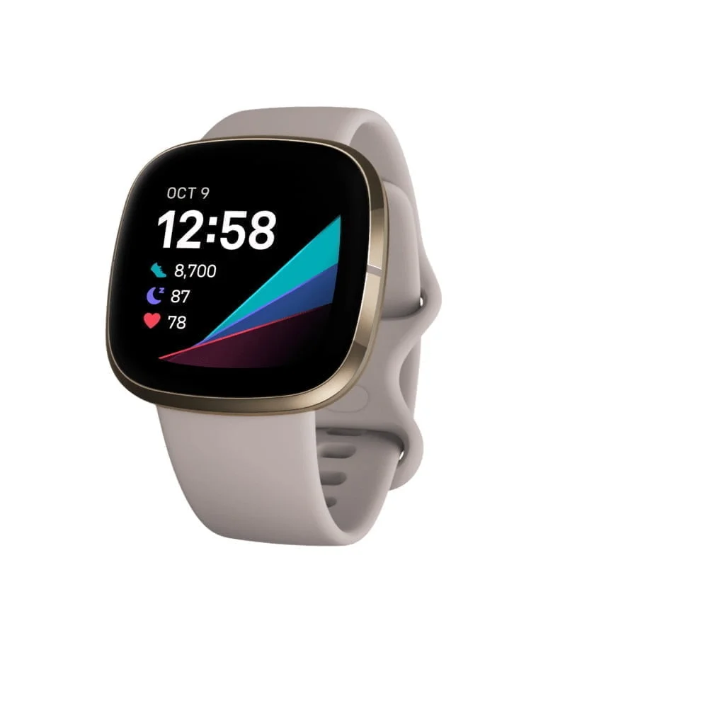 Prod15 1 Fitbit &Lt;H1&Gt;Fitbit Sense, Advanced Smartwatch, Lunar White Soft Gold Stainless Steel&Lt;/H1&Gt; Fitbit Sense Fitbit Sense, Advanced Smartwatch With Tools For Heart Health, Stress Management &Amp; Skin Temperature Trends, Lunar White Soft Gold Stainless Steel