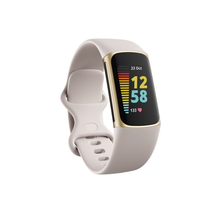 Fitbit Charge 5 Fitness Tracker - Lunar White / Soft Gold Stainless ...
