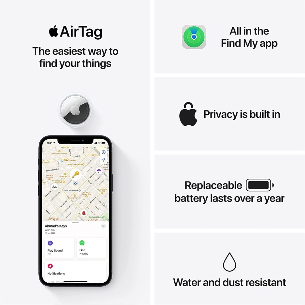 Apple &Lt;H1&Gt;Apple Airtag (4-Pack)&Lt;/H1&Gt; Airtag Is A Supereasy Way To Keep Track Of Your Stuff. Attach One To Your Keys, Slip Another In Your Backpack. And Just Like That, They’re On Your Radar In The Find My App, Where You Can Also Track Down Your Apple Devices And Keep Up With Friends And Family. Https://Youtu.be/Ckqvg0Rj35I Apple Airtag Apple Airtag 4 Pack