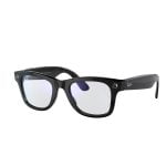 Ray Ban Stories Wayfarer Smart Glasses 53mm Shiny Black/Clear Blue Light Filter