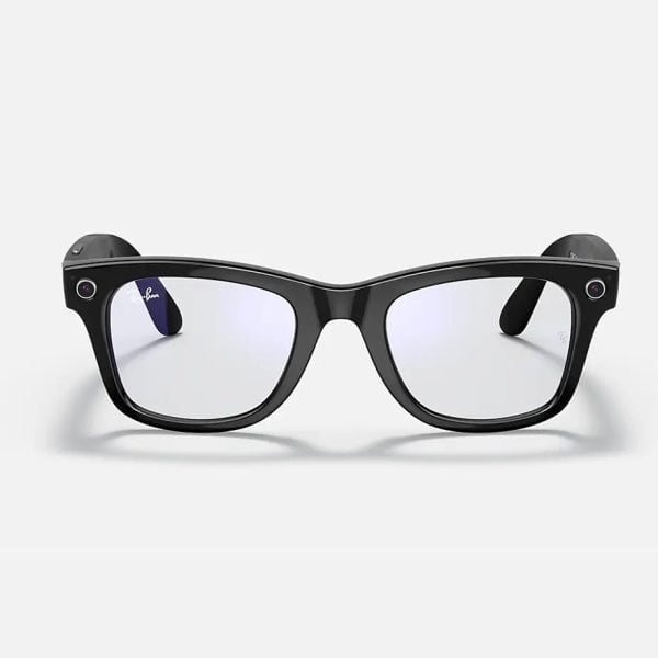 Ray Ban Stories Wayfarer Smart Glasses 53mm Shiny Black / Clear الضوء الأزرق مرشح
