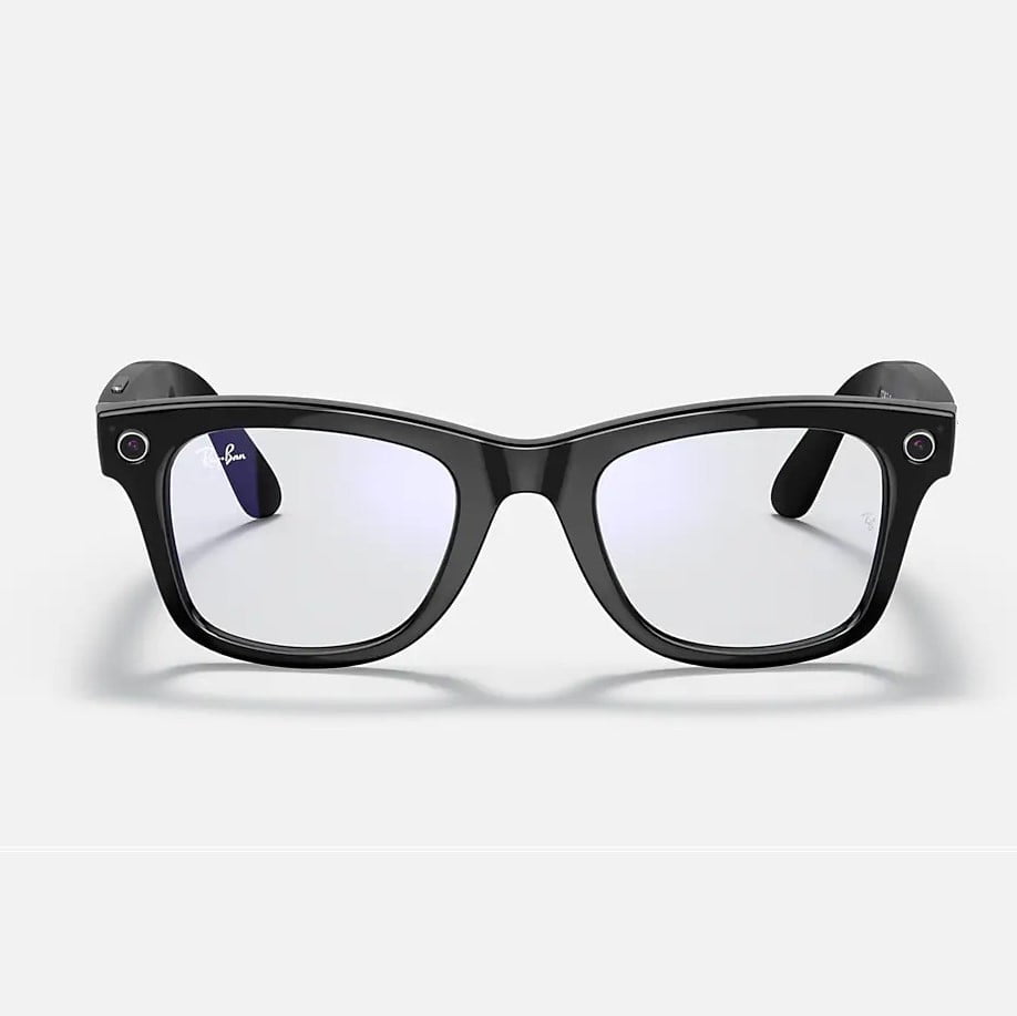 Ray Ban Stories Wayfarer Smart Glasses 53Mm Shiny Black / Clear الضوء الأزرق مرشح