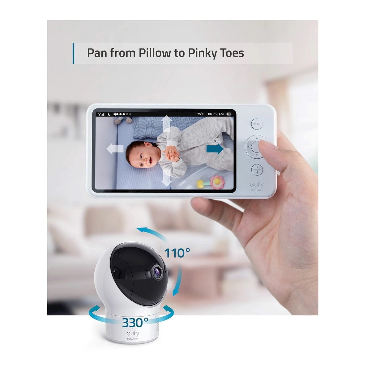 Eufy &Lt;H1&Gt;Eufy Spaceview Baby Monitor&Lt;/H1&Gt; Https://Www.youtube.com/Watch?V=2Exedt1-Rsc &Lt;Ul Class=&Quot;A-Unordered-List A-Vertical A-Spacing-Mini&Quot;&Gt; &Lt;Li&Gt;&Lt;Span Class=&Quot;A-List-Item&Quot;&Gt;&Lt;Strong&Gt;Sweet Dreams On The Big Screen&Lt;/Strong&Gt;: The Large 5&Quot; 720P Video Baby Monitor Display Shows A Sharp Picture With 10 Times More Detail Than Ordinary 240P-Display Baby Monitors.&Lt;/Span&Gt;&Lt;/Li&Gt; &Lt;Li&Gt;&Lt;Span Class=&Quot;A-List-Item&Quot;&Gt;&Lt;Strong&Gt;Ready For Their First Steps&Lt;/Strong&Gt;: When Your Baby Starts To Walk And Run Around, Just Attach The Included Lens To Expand The View To 110 Degrees. No Need To Purchase Another Lens.&Lt;/Span&Gt;&Lt;/Li&Gt; &Lt;Li&Gt;&Lt;Span Class=&Quot;A-List-Item&Quot;&Gt;&Lt;Strong&Gt;Pan From Pillow To Pinky Toes&Lt;/Strong&Gt;: Pan The Lens 330° To See Corner-To-Corner And Tilt 110° To See Floor To Ceiling.&Lt;/Span&Gt;&Lt;/Li&Gt; &Lt;Li&Gt;&Lt;Span Class=&Quot;A-List-Item&Quot;&Gt;&Lt;Strong&Gt;Instant Alerts&Lt;/Strong&Gt;: Get Alerted Immediately From The Video Baby Monitor When Your Baby Is Crying, Even When You'Re Sleeping.&Lt;/Span&Gt;&Lt;/Li&Gt; &Lt;Li&Gt;&Lt;Span Class=&Quot;A-List-Item&Quot;&Gt;&Lt;Strong&Gt;Mobile&Lt;/Strong&Gt;: The 460Ft - 1000Ft Range-Coverage Area Allows You To Watch Your Little One Rest Peacefully In Real-Time Wherever You Are In Your Home. Note: Supports 1000Ft Max. In An Open Area. Notice：micro Sd Card Is Not Supported.&Lt;/Span&Gt;&Lt;/Li&Gt; &Lt;/Ul&Gt; Baby Monitor Eufy Spaceview Baby Monitor T83002D3