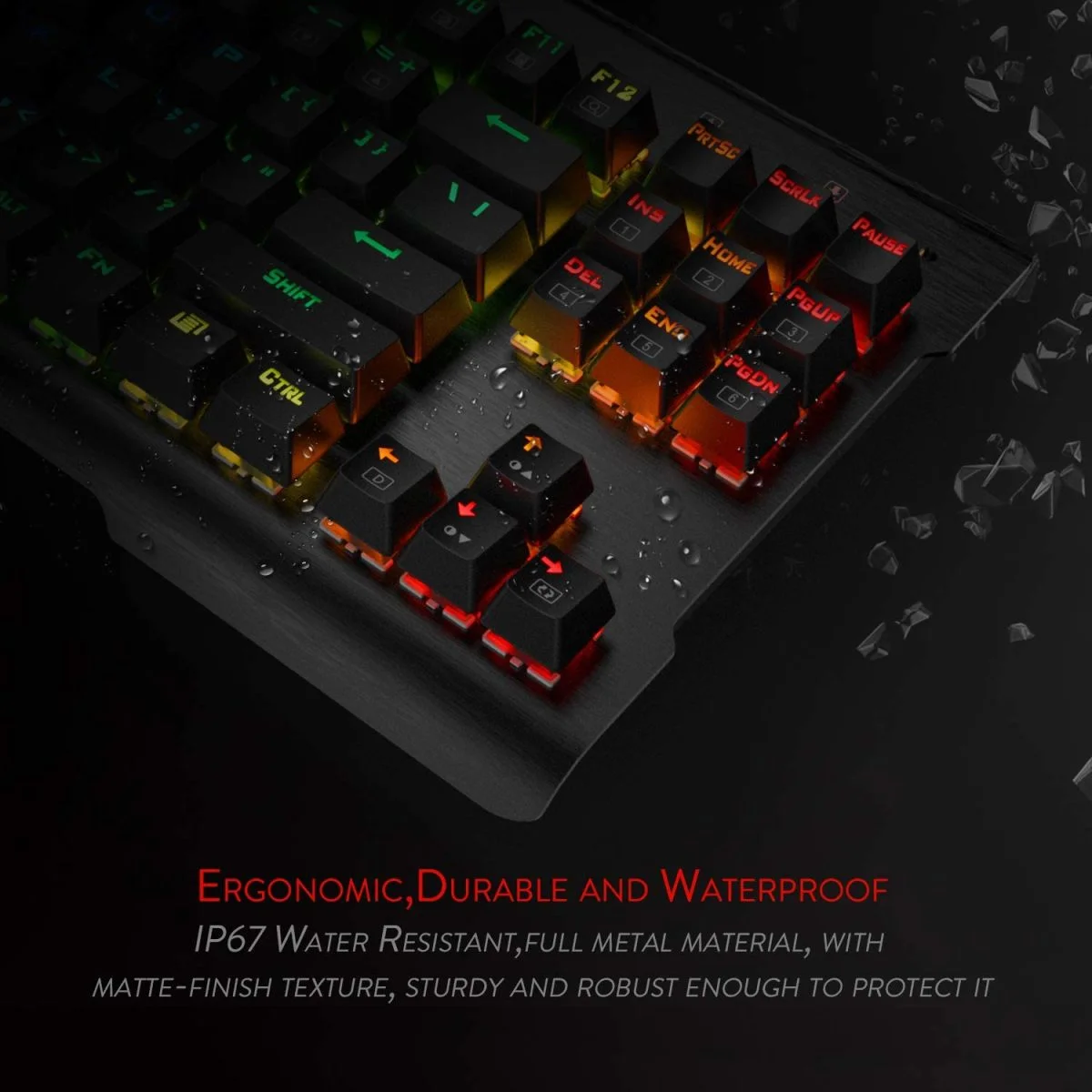 Redragon &Lt;H1 Id=&Quot;Title&Quot; Class=&Quot;A-Size-Large A-Spacing-None&Quot;&Gt;&Lt;Span Id=&Quot;Producttitle&Quot; Class=&Quot;A-Size-Large Product-Title-Word-Break&Quot;&Gt;Redragon K561-R Visnu Rainbow Waterproof Blue Switches Mechanical Gaming Keyboard&Lt;/Span&Gt;&Lt;/H1&Gt; &Lt;Ul Class=&Quot;A-Unordered-List A-Vertical A-Spacing-Mini&Quot;&Gt; &Lt;Li&Gt;&Lt;Span Class=&Quot;A-List-Item&Quot;&Gt;N-Key Rollover, 100% Anti-Ghosting 87 Keys: Each Key Is Controlled By An Independent Switch Which Allows Multiple Keys To Work Simultaneously Without Confliction, Giving You Accurate Response With High Speed And Experiencing A New Level Of Gaming And Typing.&Lt;/Span&Gt;&Lt;/Li&Gt; &Lt;Li&Gt;&Lt;Span Class=&Quot;A-List-Item&Quot;&Gt;Ergonomic, Durable And Waterproof Design: This Ip67 Keyboard Is Made Of Top Graded Abs And Metal Material, With Matte-Finish Texture, Sturdy And Robust Enough To Protect It From Scratch. And The Stepped Keycaps Themselves Are Concave To Fit The Natural Curvature Of Your Fingertips, Leading To A Much More Comfortable Feel To Each Key-Press.&Lt;/Span&Gt;&Lt;/Li&Gt; &Lt;Li&Gt;&Lt;Span Class=&Quot;A-List-Item&Quot;&Gt;18 Backlit Modes: Press Fn+Ins-Pgdn To Enter Pro-Gamer Mode. Rgb Led Adjustable Lighting With 6-Themed Backlights -18 Lighting Models. You Can Also Adjust Their Brightness With Fn+“ &Quot;And“ &Quot; Besides, There Is A 9-Color Single Backlit Mode For This Keyboard.&Lt;/Span&Gt;&Lt;/Li&Gt; &Lt;Li&Gt;&Lt;Span Class=&Quot;A-List-Item&Quot;&Gt;High Accuracy And Gaming-Grade Responsiveness: The Blue Switches Deliver Superior Audio And Tactile Feedback. 50 Million Times Keystroke Test, 60+/-15 Grams' Key Force And 4.0+/-0.2Mm Stroke Travel. An Optimal Choice For Gamer, Programmer, Writer, Typist And Etc.&Lt;/Span&Gt;&Lt;/Li&Gt; &Lt;Li&Gt;&Lt;Span Class=&Quot;A-List-Item&Quot;&Gt;Flexible Removable Keycaps And Wide Compatibility: With Key Cap Puller. Supports Computer System Including Windows10, Windows 8, Windows 7, Mac Os X, Windows Xp, Windows Vista, Etc&Lt;/Span&Gt;&Lt;/Li&Gt; &Lt;/Ul&Gt; Gaming Keyboard Redragon K561-R Gaming Keyboard