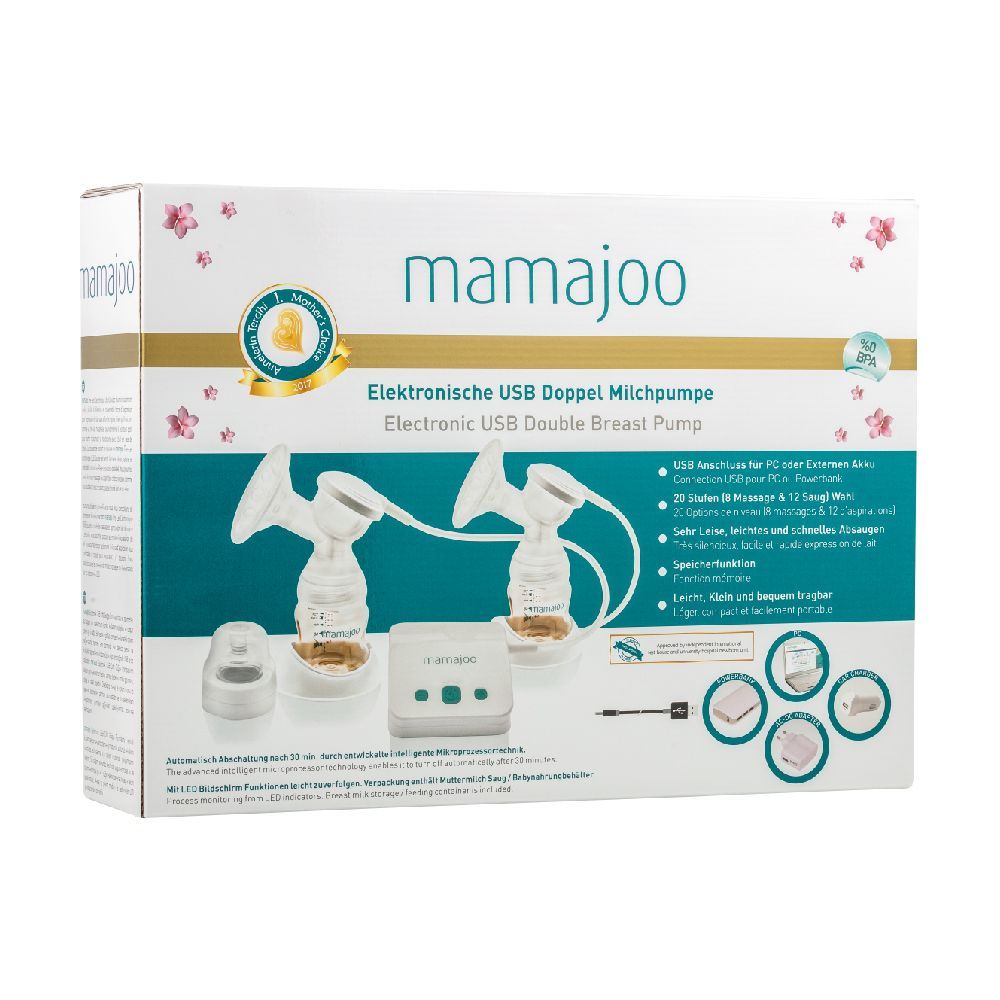 Mamajoo - Electronic Usb Double Breast Pump &Amp; Gold Feeding Bottle