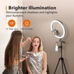 TaoTronics 12" Selfie Ring Light With 3 Color Modes And 2 Phone Holders
