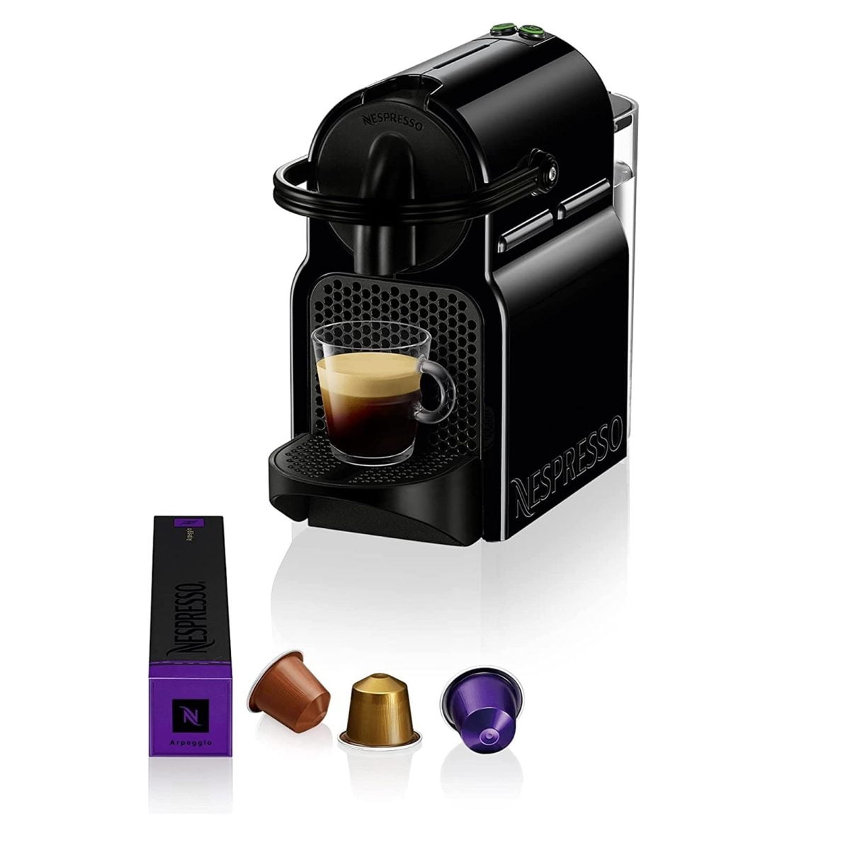 Nespresso Delonghi Inissia Coffee Machine- Black En80.B (14 Capsules)