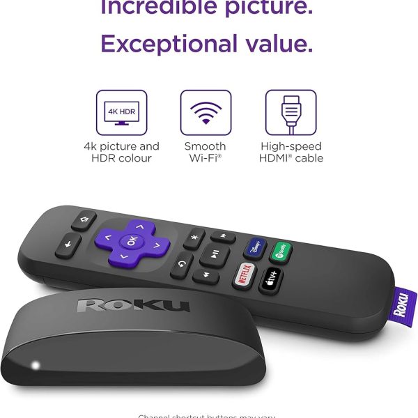 مشغل وسائط روكو إكسبرس إتش دي (Roku Express HD) بصورة 4K رائعة وألوان HDR زاهية