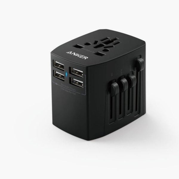 Anker Universal Travel Adapter with 4 USB Ports – Black
