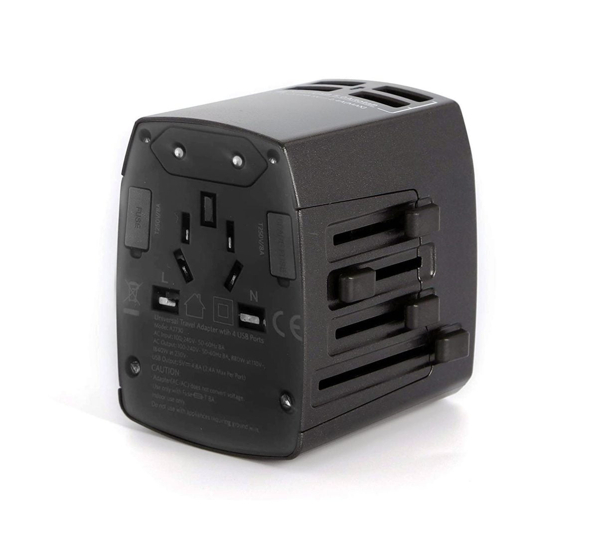 Anker Universal Travel Adapter With 4 Usb Ports – Black