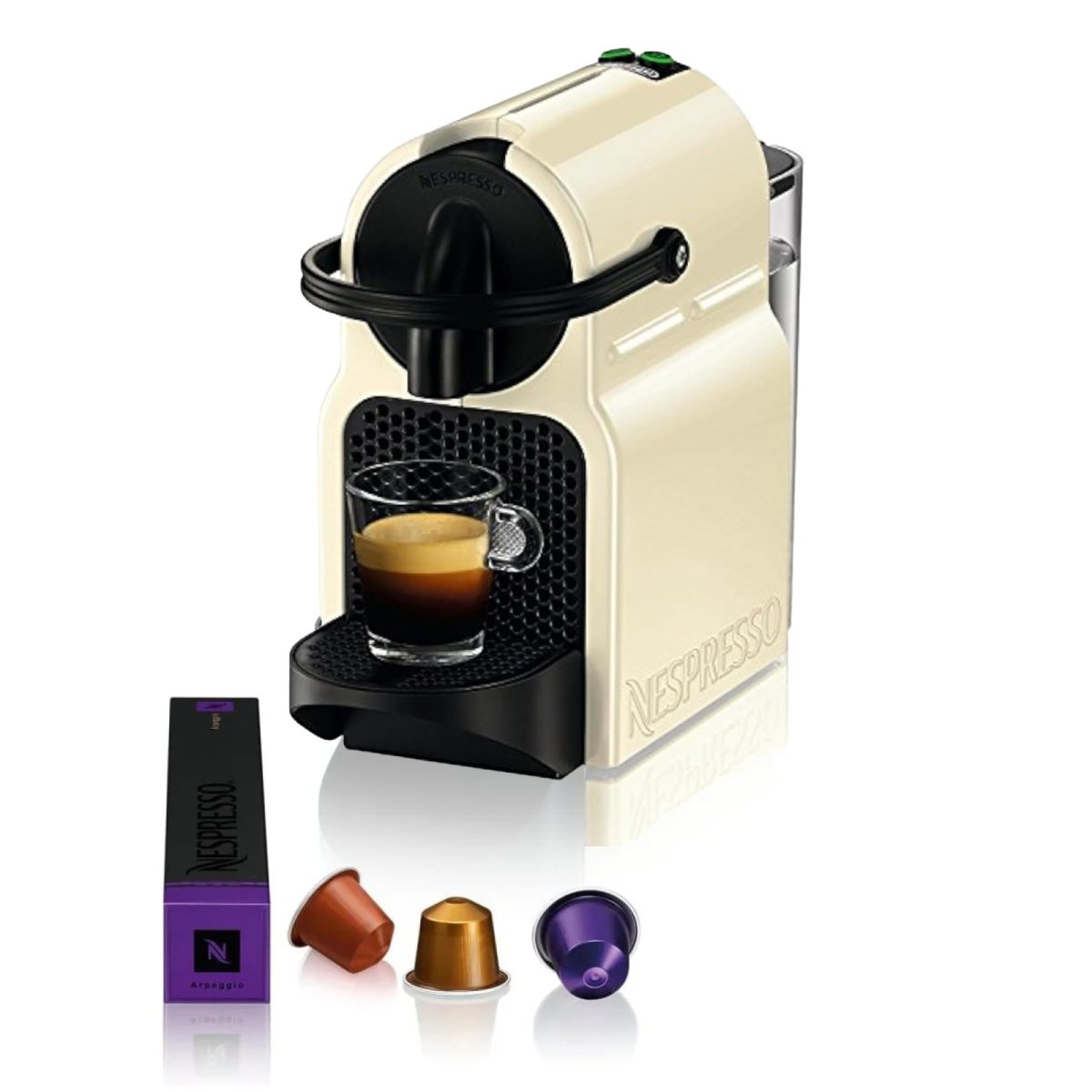 Nespresso Delonghi Inissia Coffee Machine- Cream White En80.Cw (Capsules Included)