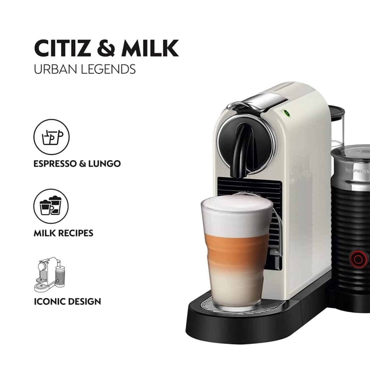 Nespresso Citiz And Milk D123 White Coffee Machine - Uae Version