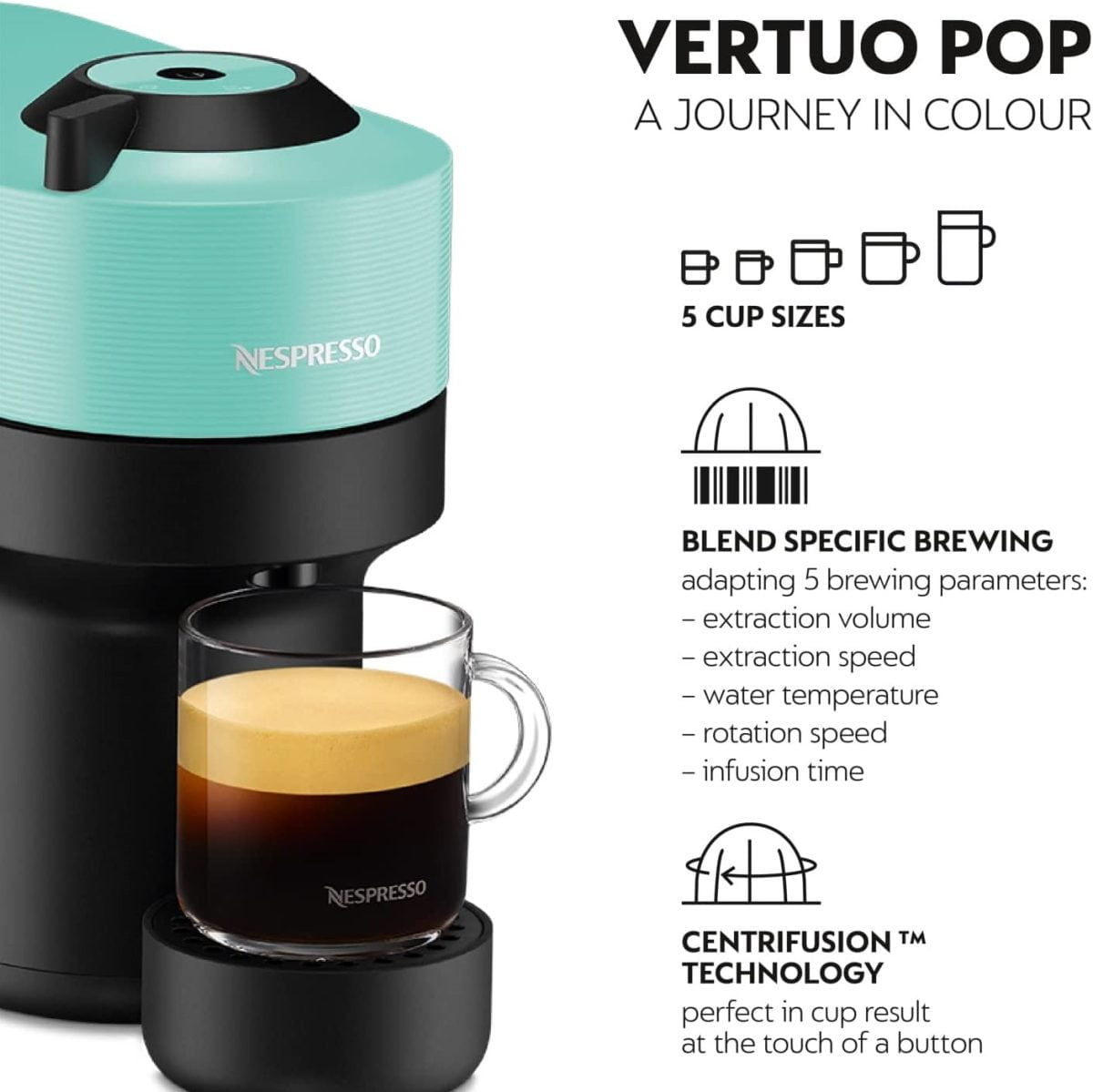 Nespresso Vertuo Pop Aqua Coffee Machine - Uae Version