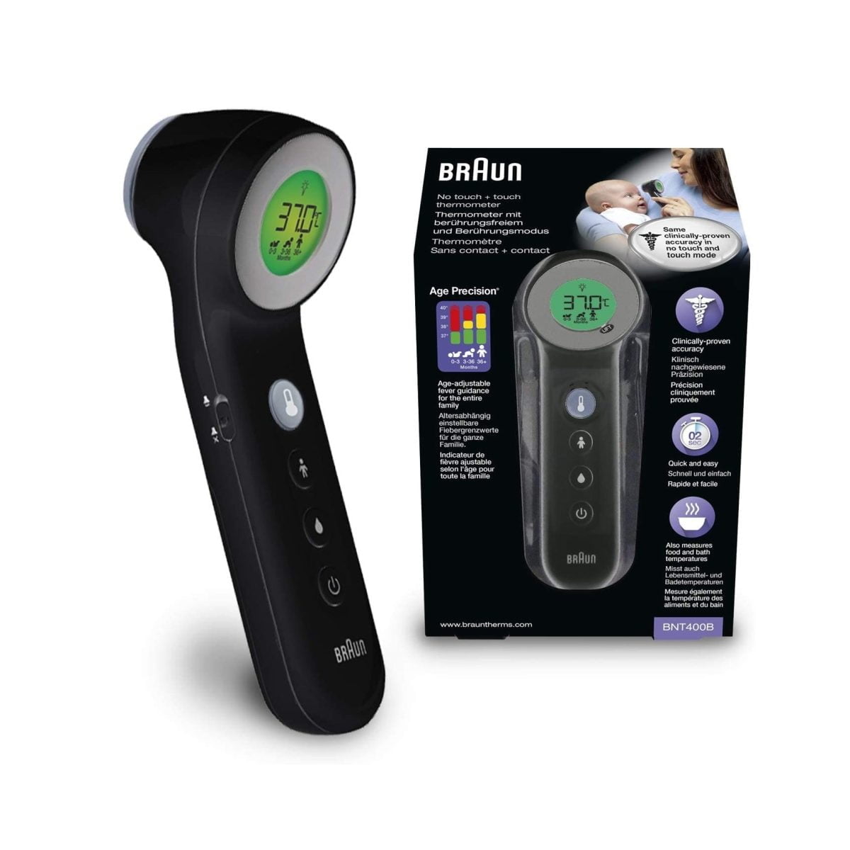 Braun Bnt400B 3 In 1 No Touch + Touch Thermometer - Black