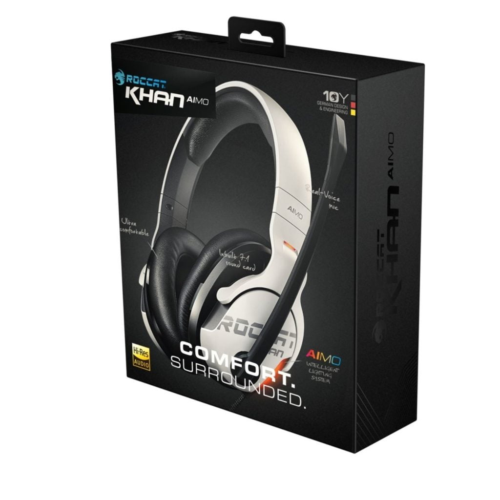 ROCCAT Khan AIMO RGB Wired Hi-Res 7.1 Surround Sound Gaming Headset - White