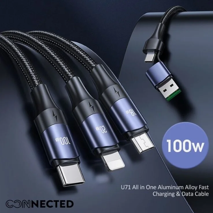 Connected Cuatro-Dous 6-In-1 Braided Charging Cable 100W Super Fast Charging