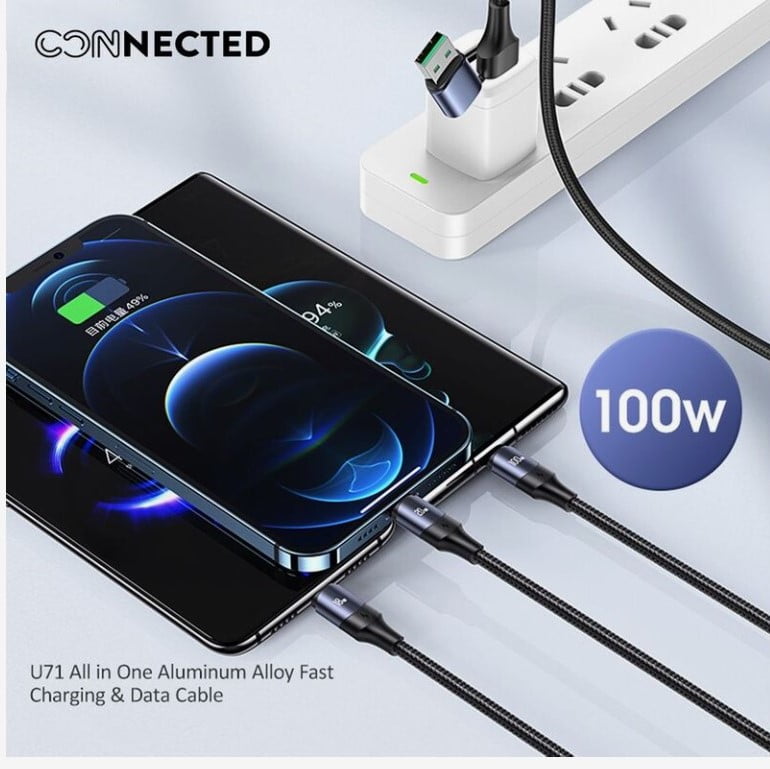 Connected Cuatro-Dous 6-In-1 Braided Charging Cable 100W Super Fast Charging